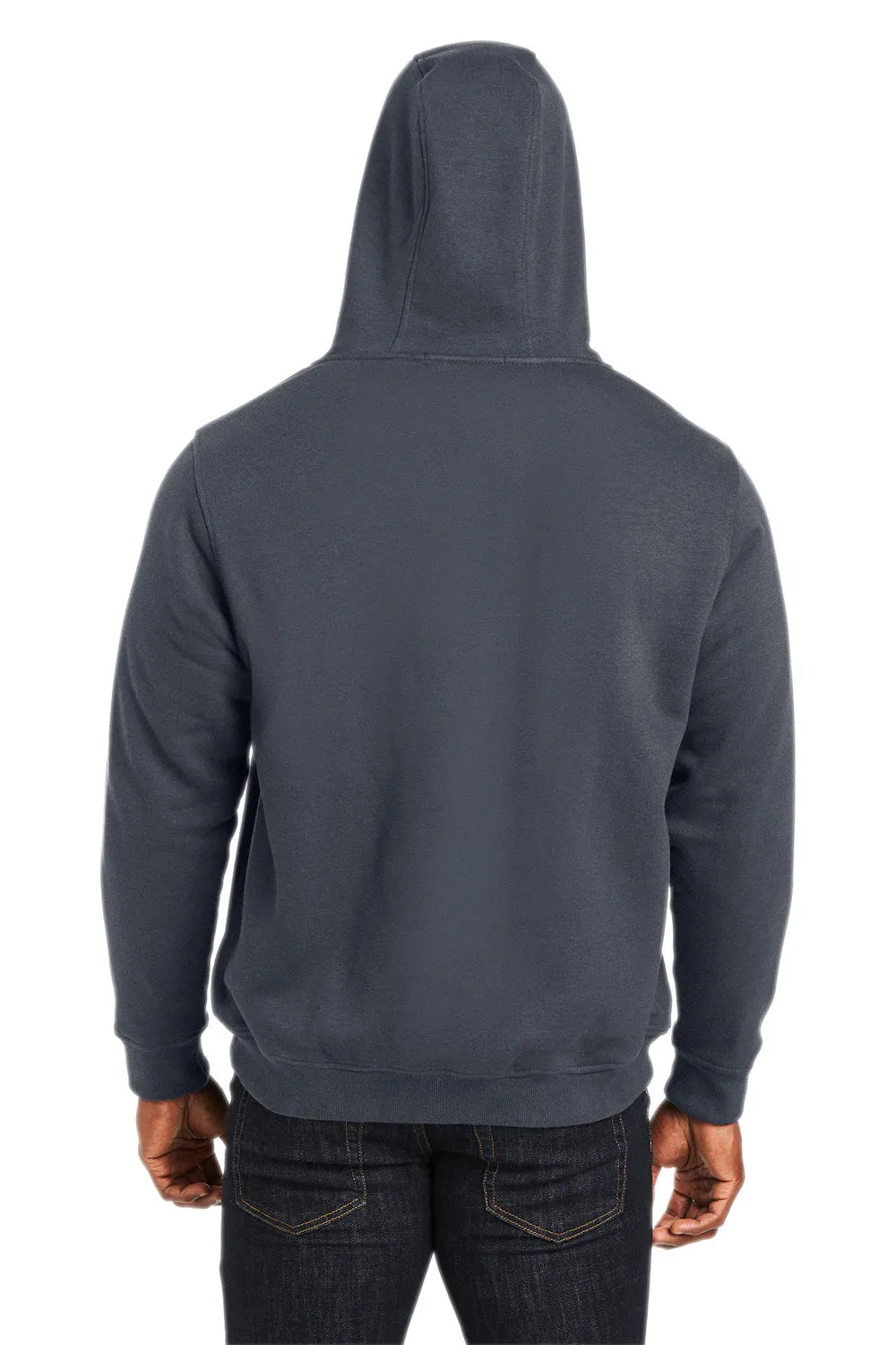 Harriton Mens Climabloc Water Resistant Full Zip Hooded Sweatshirt Hoodie w/ Pockets - Dark Charcoal Grey