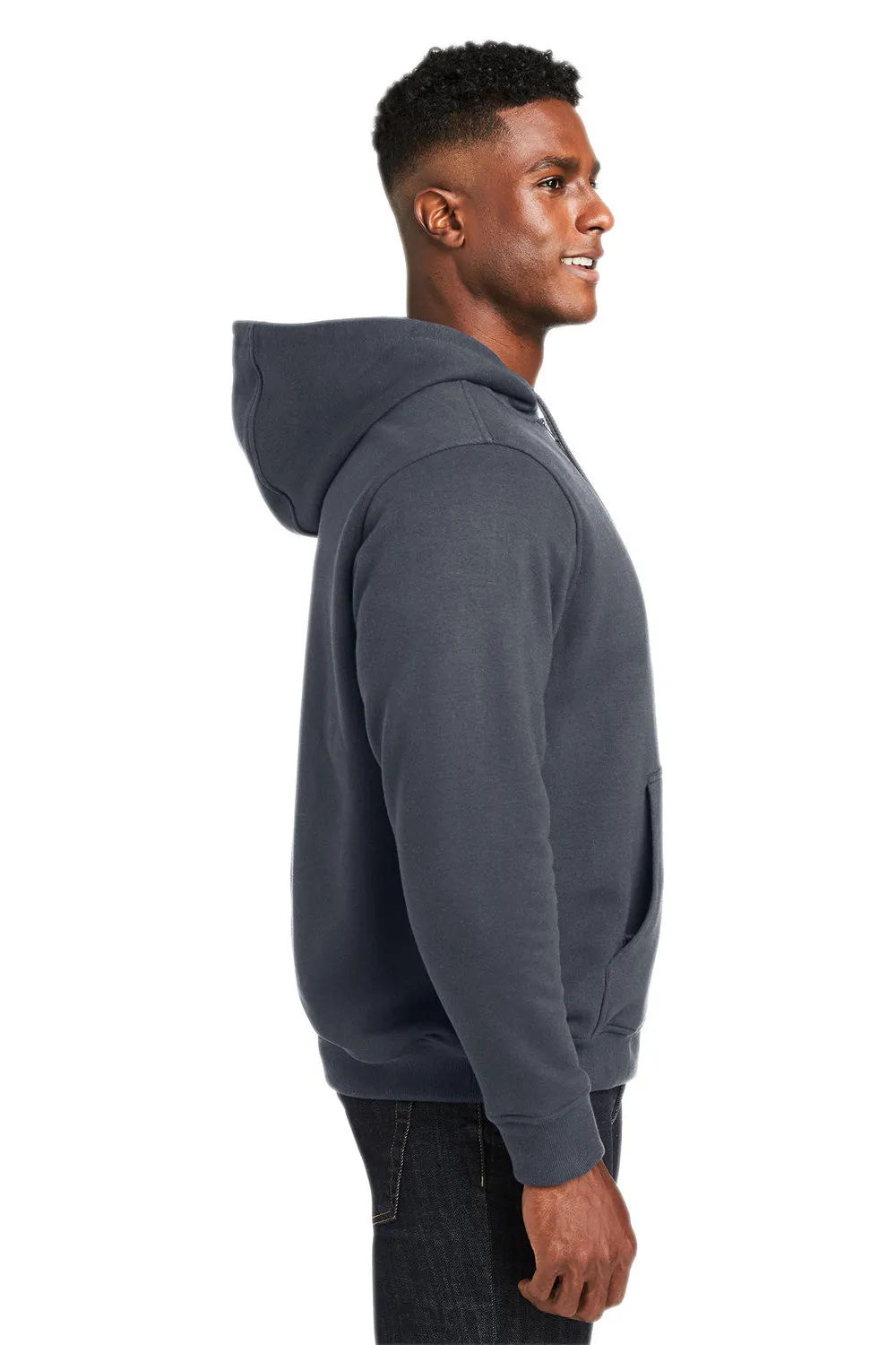 Harriton Mens Climabloc Water Resistant Full Zip Hooded Sweatshirt Hoodie w/ Pockets - Dark Charcoal Grey