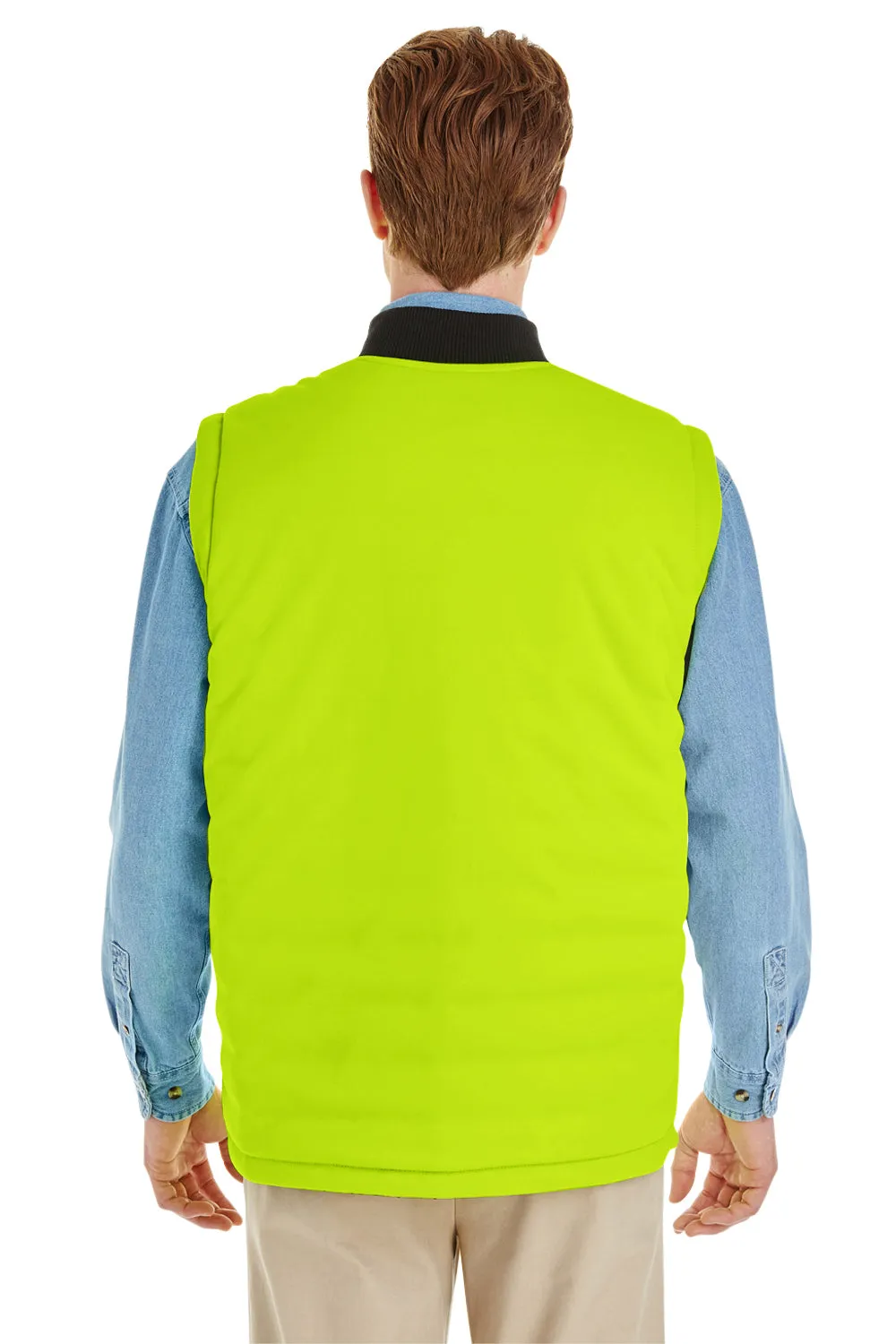 Harriton Mens Dockside Reversible Water Resistant Full Zip Vest - Black/Safety Yellow