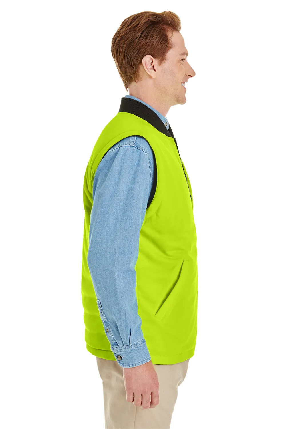 Harriton Mens Dockside Reversible Water Resistant Full Zip Vest - Black/Safety Yellow