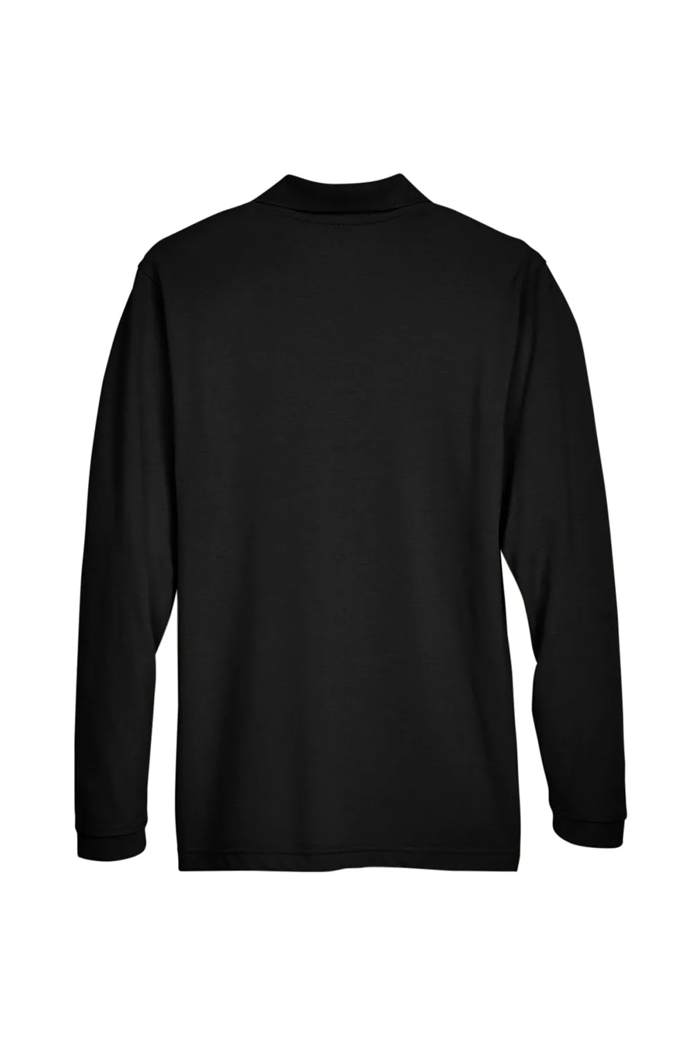 Harriton Mens Easy Blend Wrinkle Resistant Long Sleeve Polo Shirt - Black