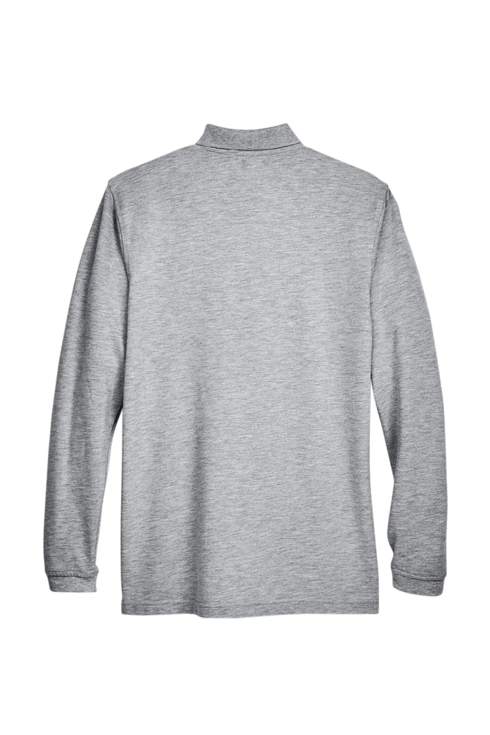 Harriton Mens Easy Blend Wrinkle Resistant Long Sleeve Polo Shirt - Heather Grey