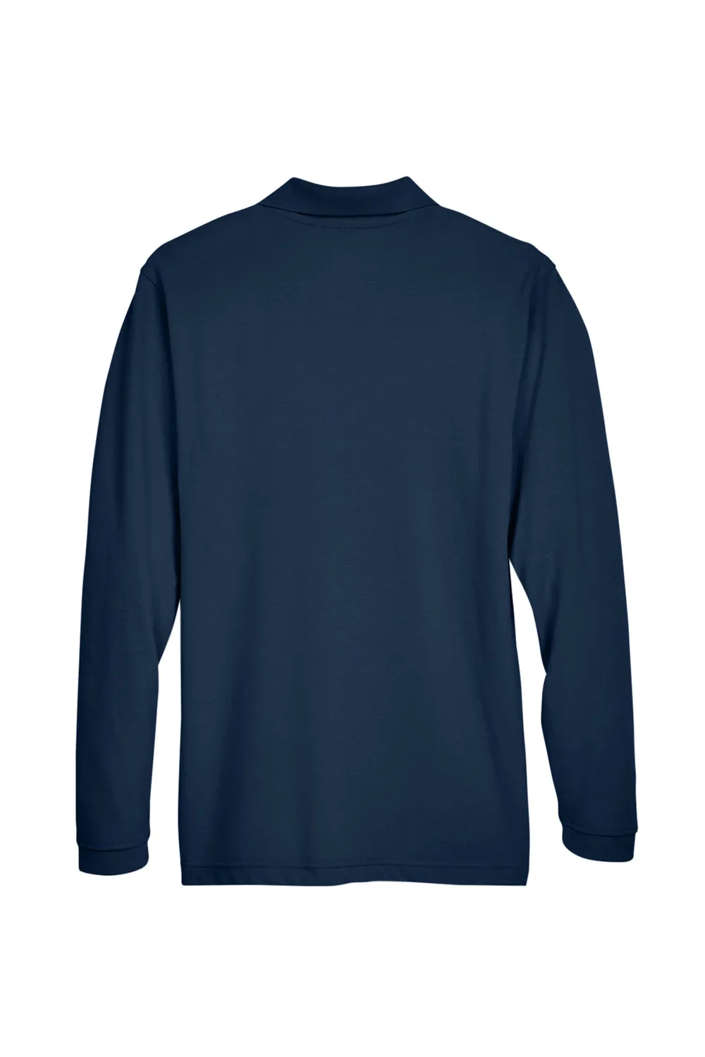 Harriton Mens Easy Blend Wrinkle Resistant Long Sleeve Polo Shirt - Navy Blue