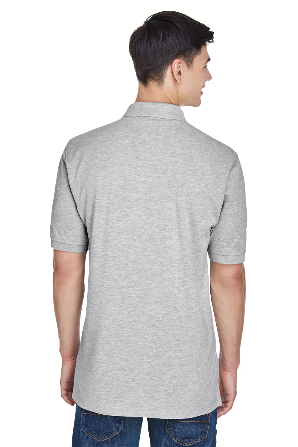 Harriton Mens Easy Blend Wrinkle Resistant Short Sleeve Polo Shirt - Heather Grey