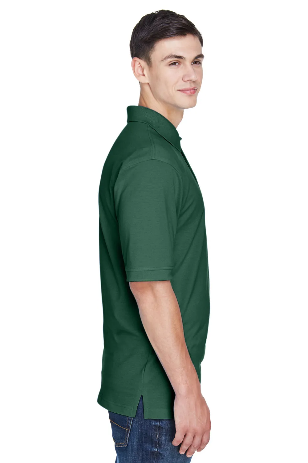 Harriton Mens Easy Blend Wrinkle Resistant Short Sleeve Polo Shirt - Hunter Green