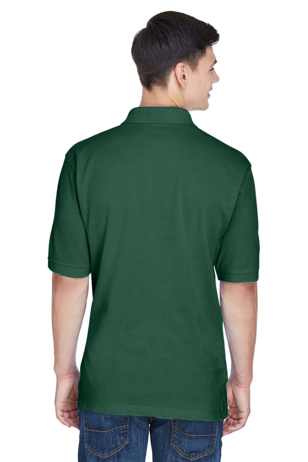 Harriton Mens Easy Blend Wrinkle Resistant Short Sleeve Polo Shirt - Hunter Green