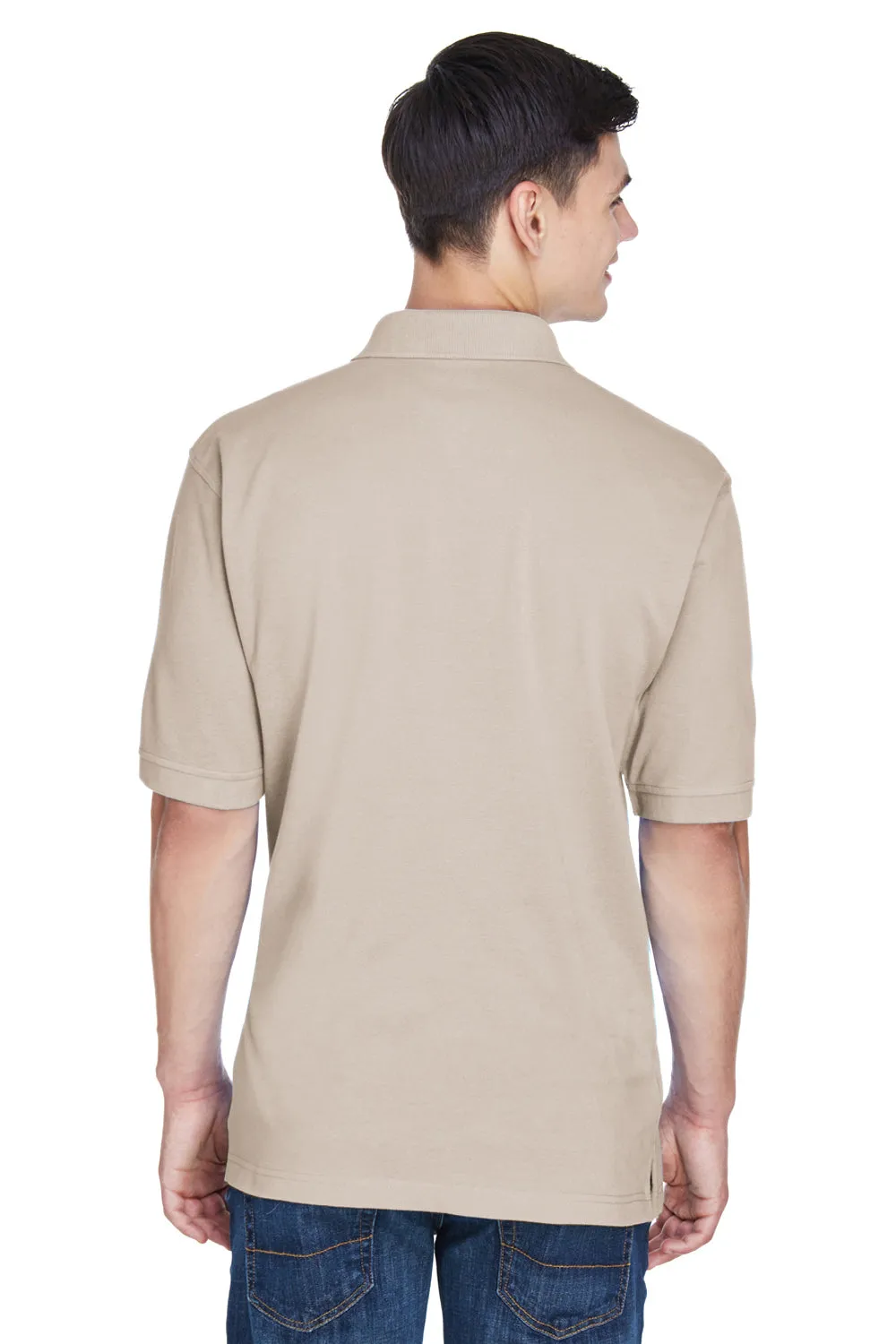 Harriton Mens Easy Blend Wrinkle Resistant Short Sleeve Polo Shirt - Stone