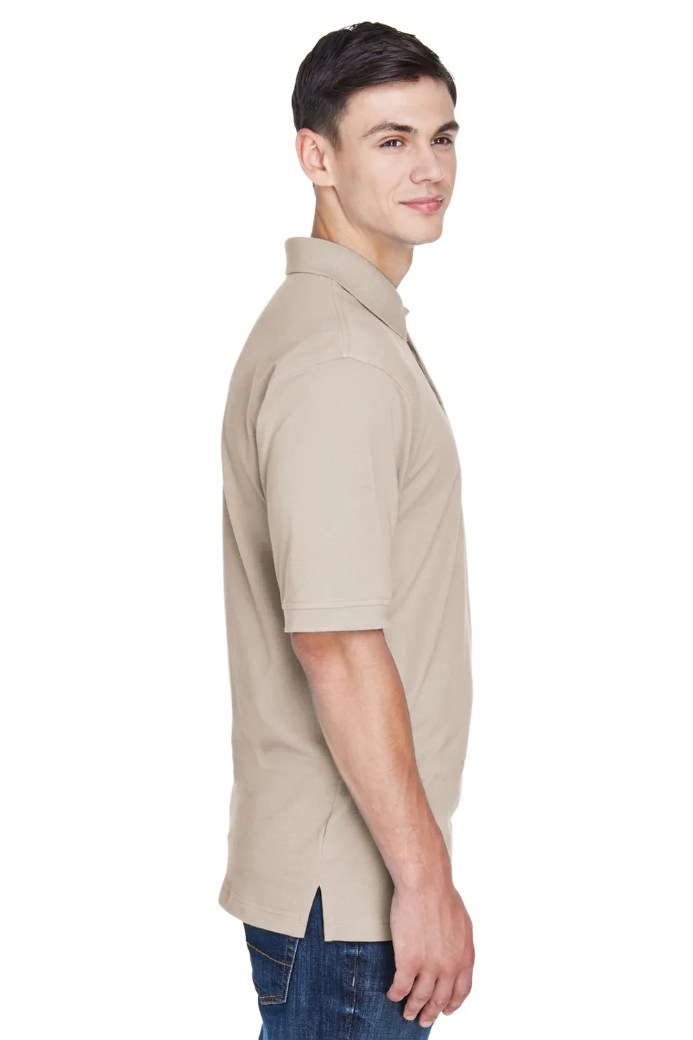 Harriton Mens Easy Blend Wrinkle Resistant Short Sleeve Polo Shirt - Stone