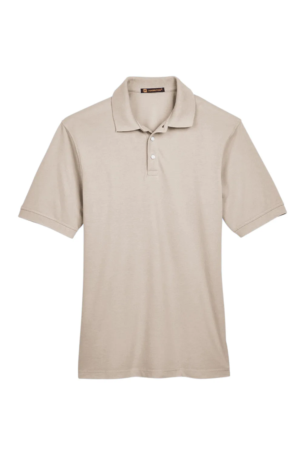 Harriton Mens Easy Blend Wrinkle Resistant Short Sleeve Polo Shirt - Stone