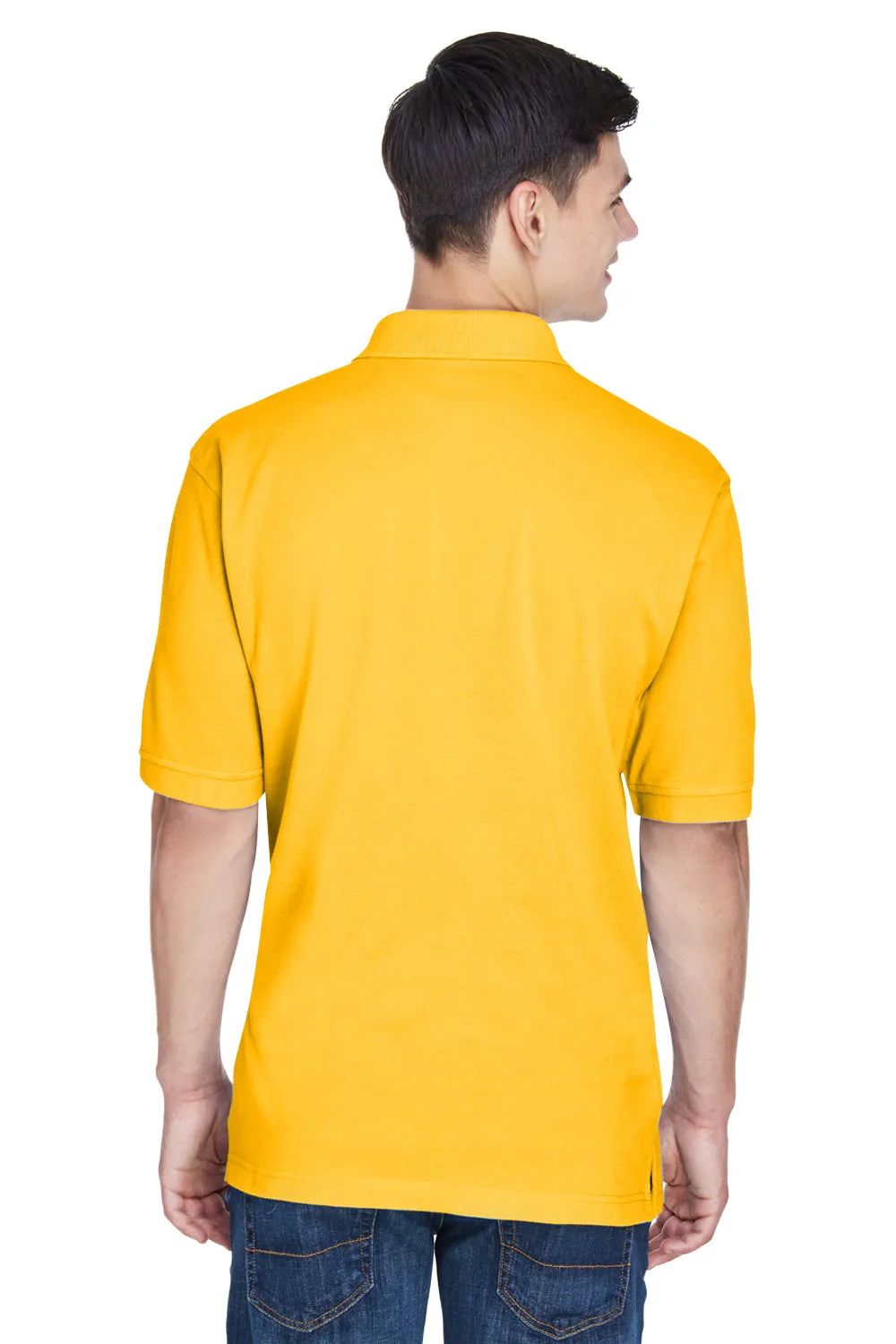 Harriton Mens Easy Blend Wrinkle Resistant Short Sleeve Polo Shirt - Sunray Yellow