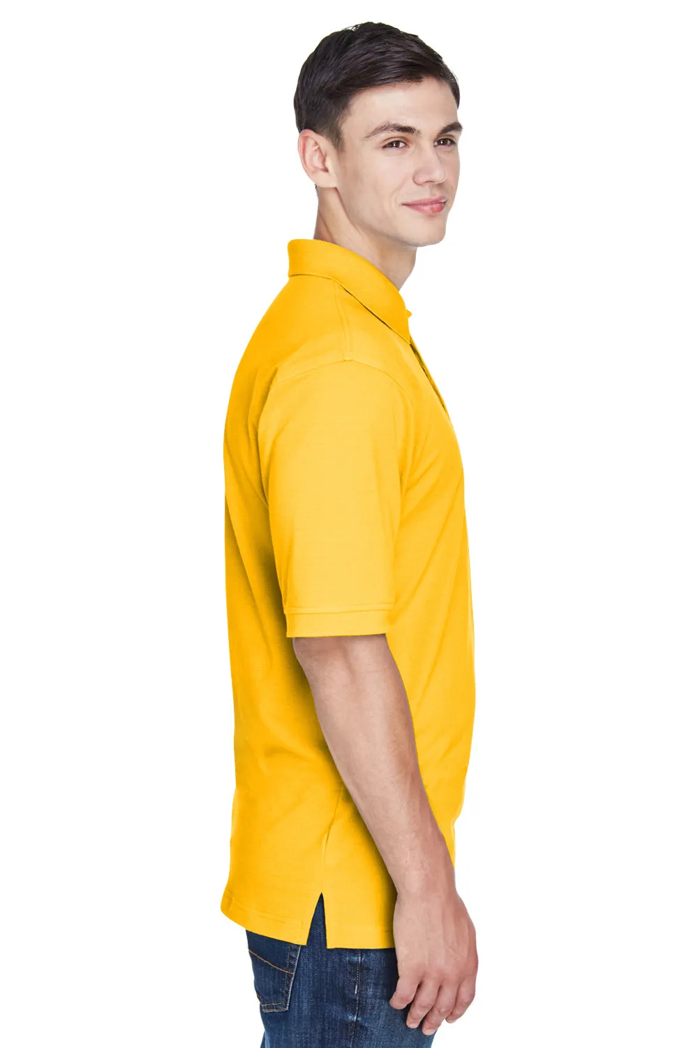 Harriton Mens Easy Blend Wrinkle Resistant Short Sleeve Polo Shirt - Sunray Yellow