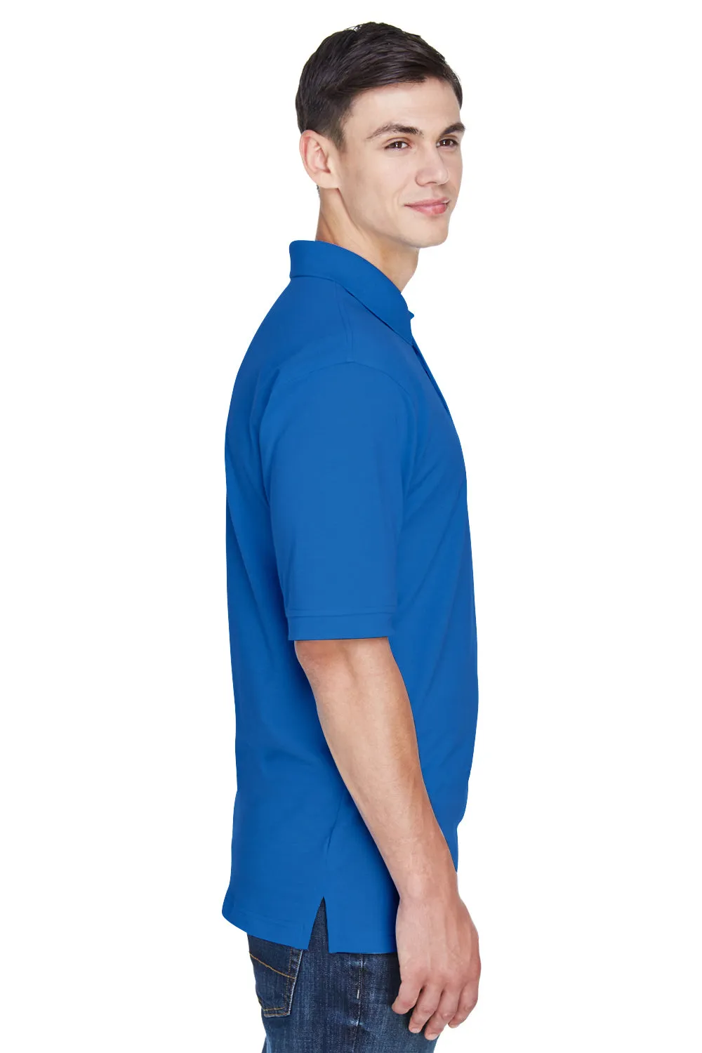 Harriton Mens Easy Blend Wrinkle Resistant Short Sleeve Polo Shirt - True Royal Blue