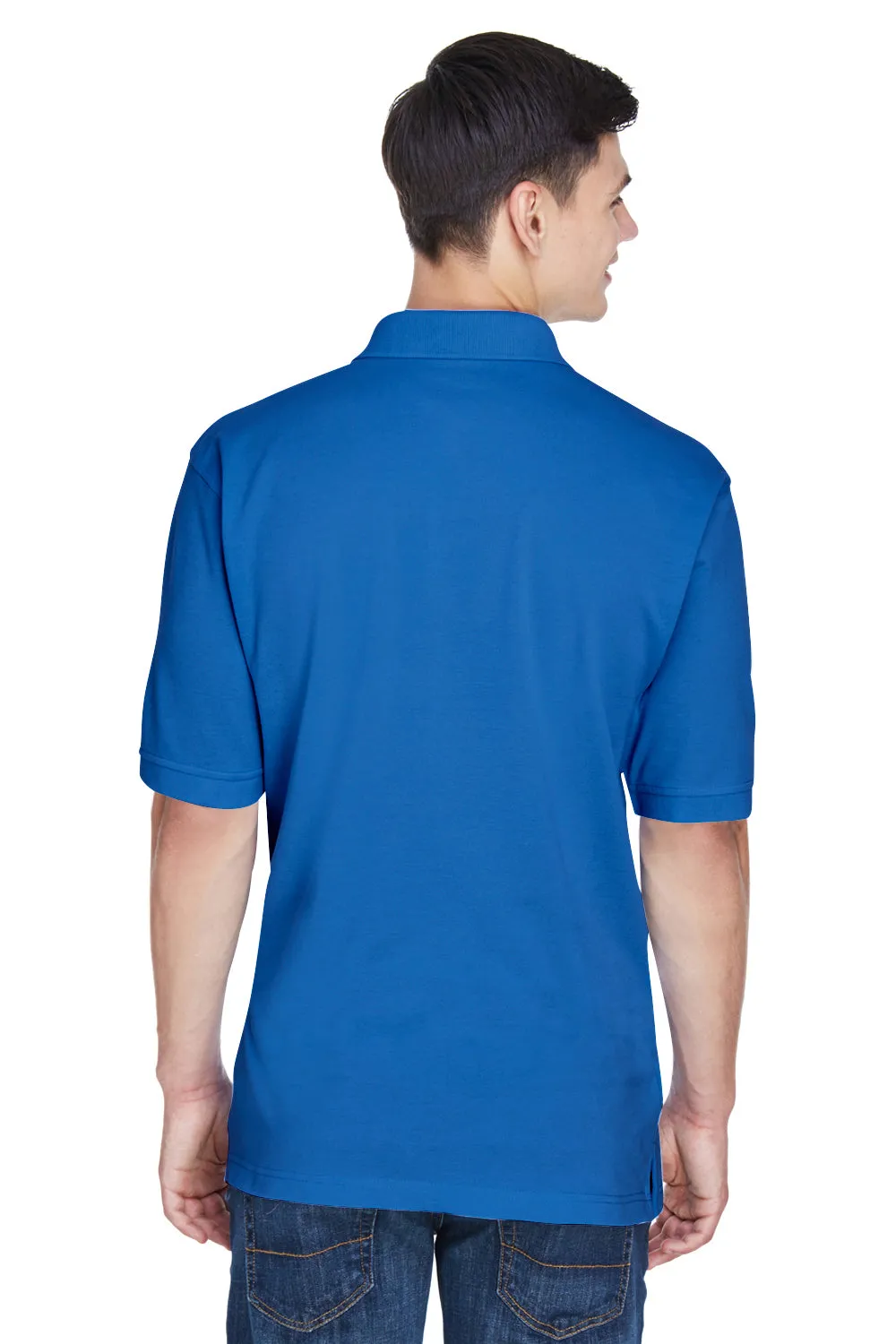 Harriton Mens Easy Blend Wrinkle Resistant Short Sleeve Polo Shirt - True Royal Blue