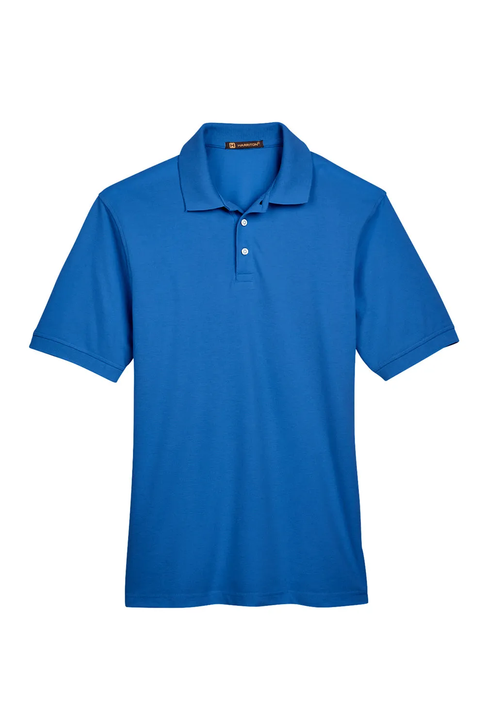 Harriton Mens Easy Blend Wrinkle Resistant Short Sleeve Polo Shirt - True Royal Blue