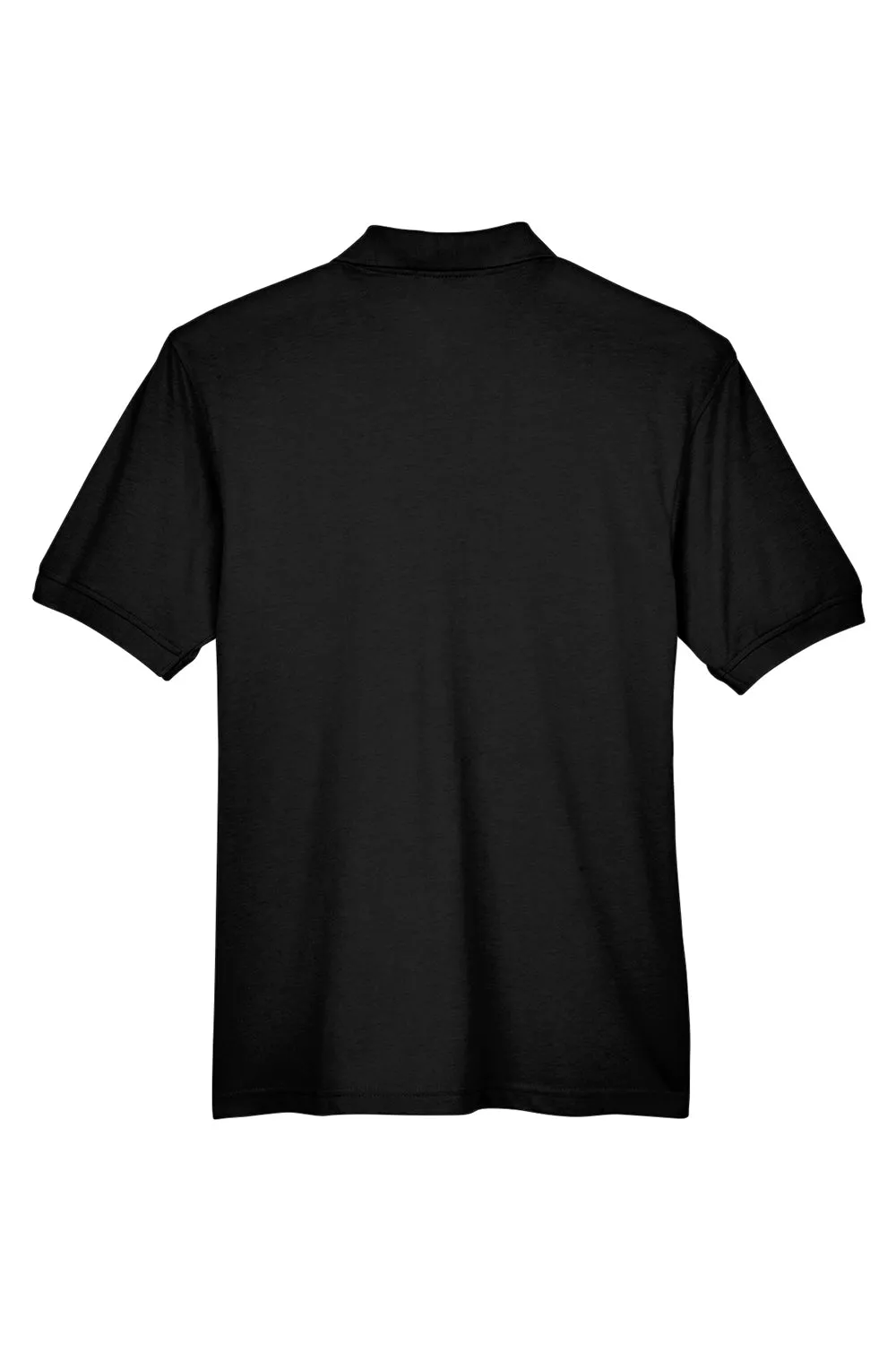 Harriton Mens Easy Blend Wrinkle Resistant Short Sleeve Polo Shirt w/ Pocket - Black
