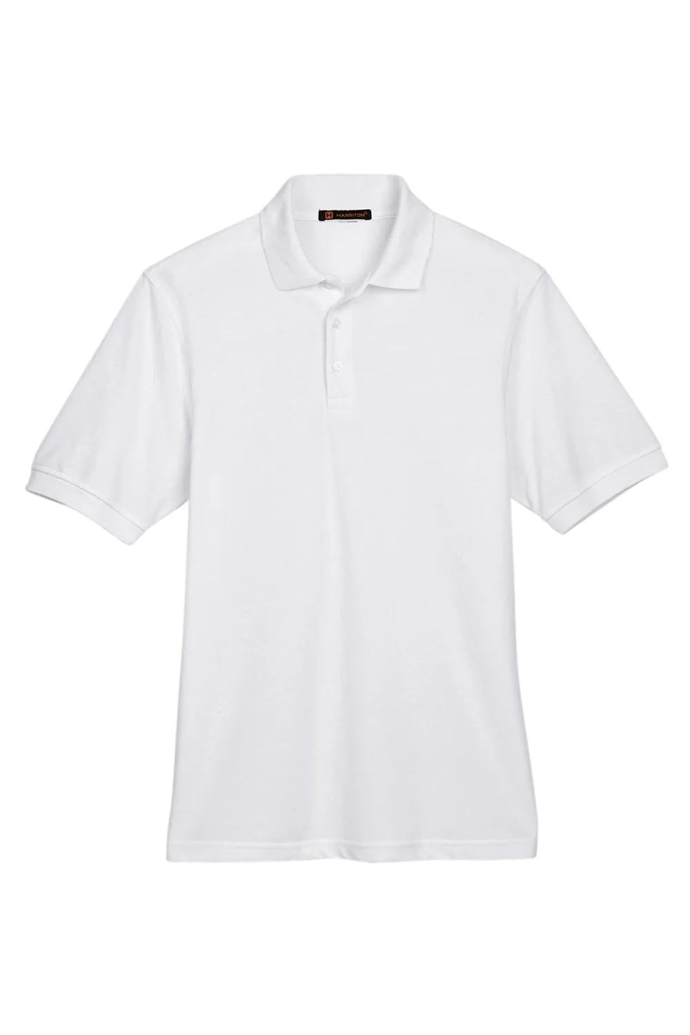Harriton Mens Easy Blend Wrinkle Resistant Short Sleeve Polo Shirt - White