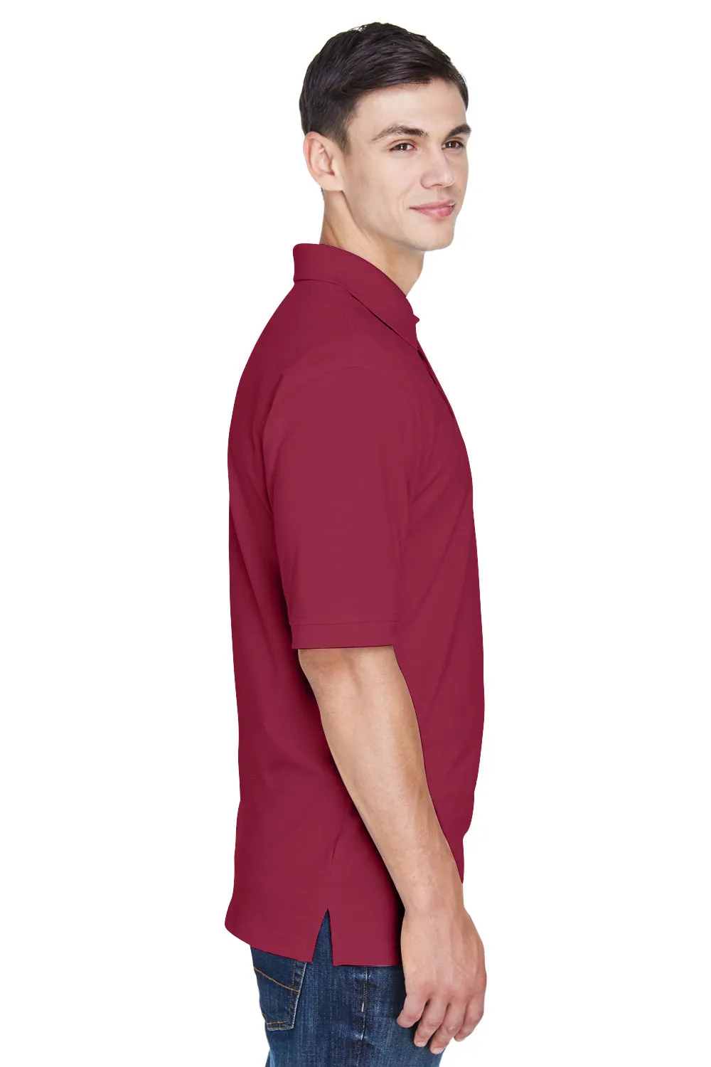 Harriton Mens Easy Blend Wrinkle Resistant Short Sleeve Polo Shirt - Wine