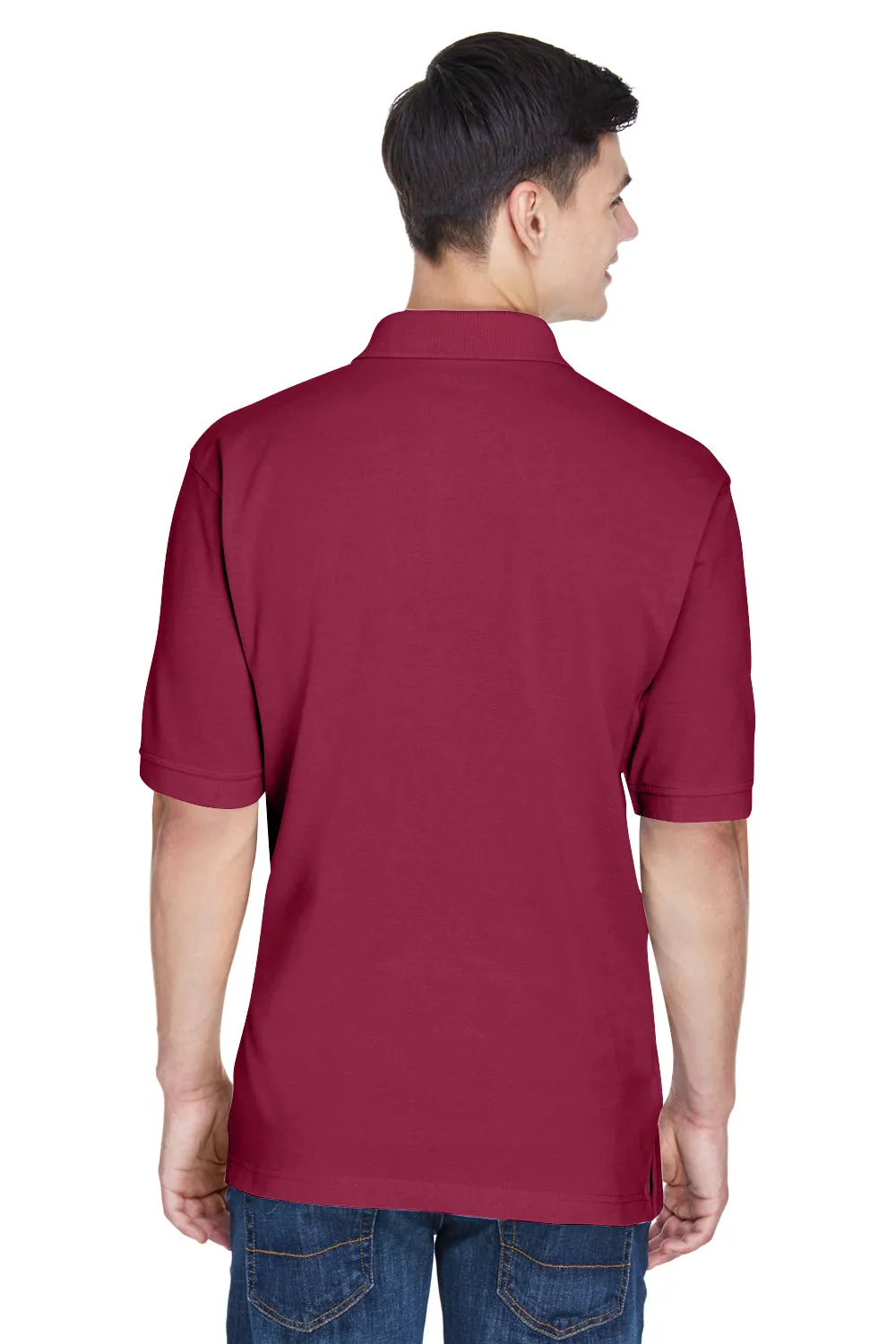 Harriton Mens Easy Blend Wrinkle Resistant Short Sleeve Polo Shirt - Wine