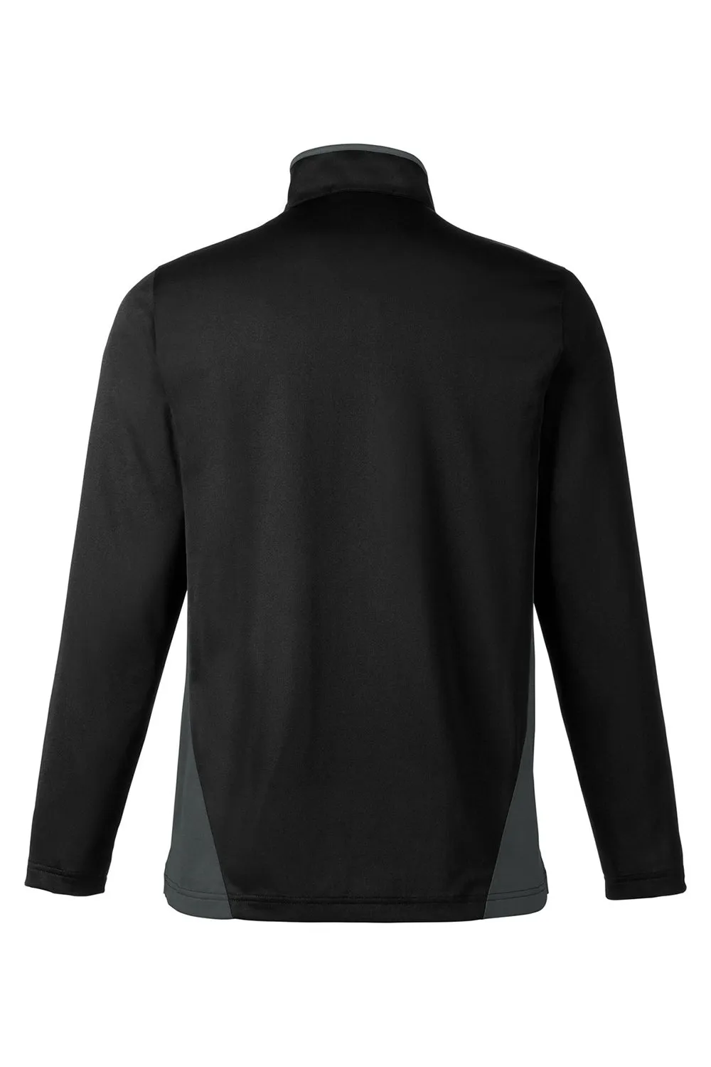 Harriton Mens Flash Performance Moisture Wicking Colorblock 1/4 Zip Sweatshirt - Black/Dark Charcoal Grey
