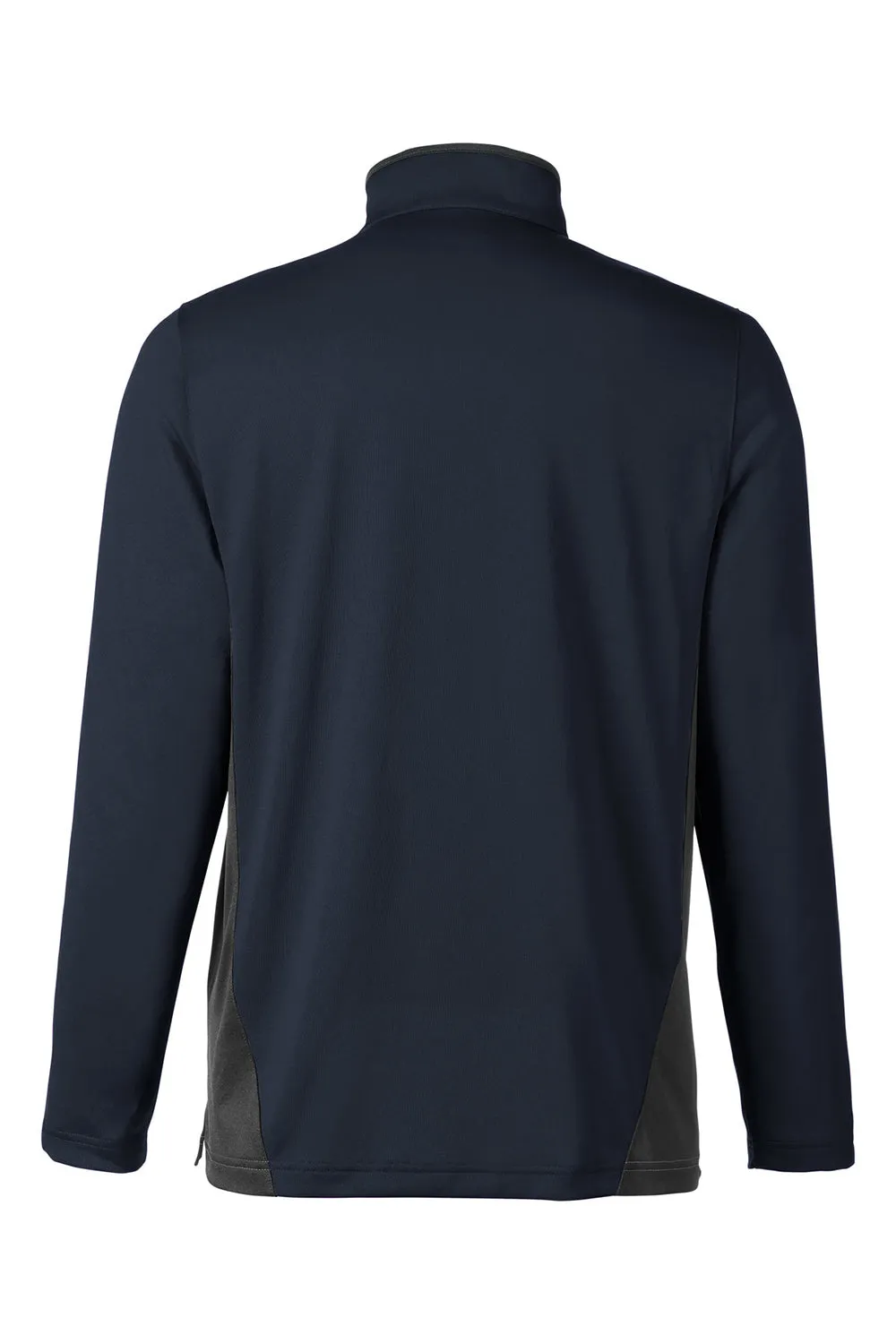 Harriton Mens Flash Performance Moisture Wicking Colorblock 1/4 Zip Sweatshirt - Dark Navy Blue/Dark Charcoal Grey