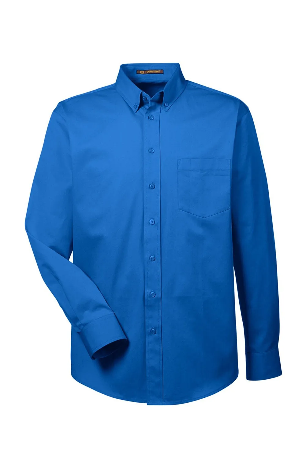 Harriton Mens Foundation Stain Resistant Long Sleeve Button Down Shirt w/ Pocket - Khaki - Closeout
