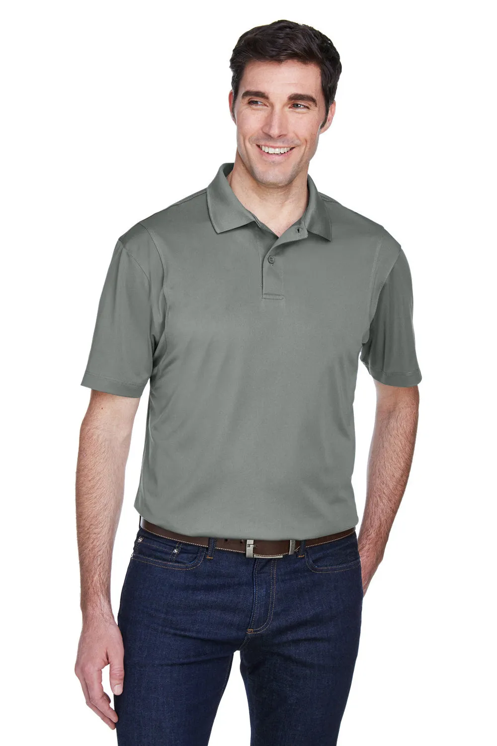 Harriton Mens Moisture Wicking Short Sleeve Polo Shirt - Charcoal Grey - Closeout