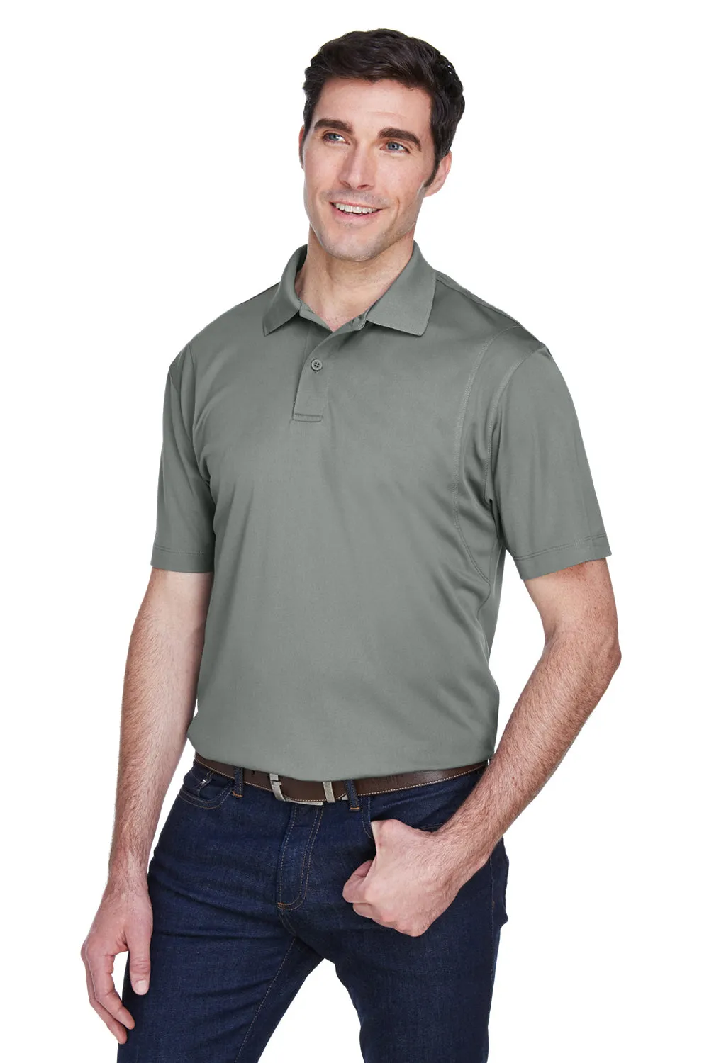 Harriton Mens Moisture Wicking Short Sleeve Polo Shirt - Charcoal Grey - Closeout