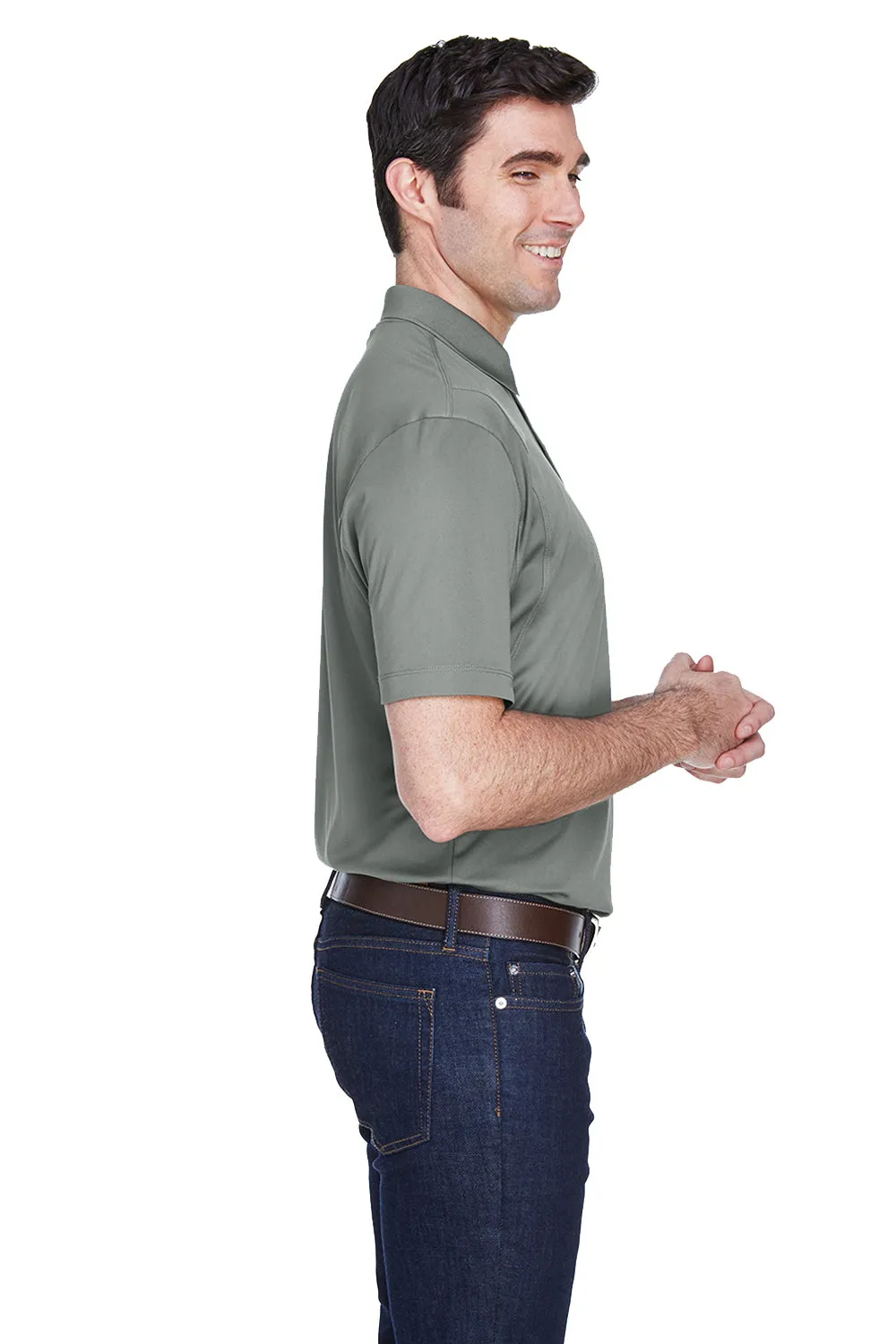 Harriton Mens Moisture Wicking Short Sleeve Polo Shirt - Charcoal Grey - Closeout
