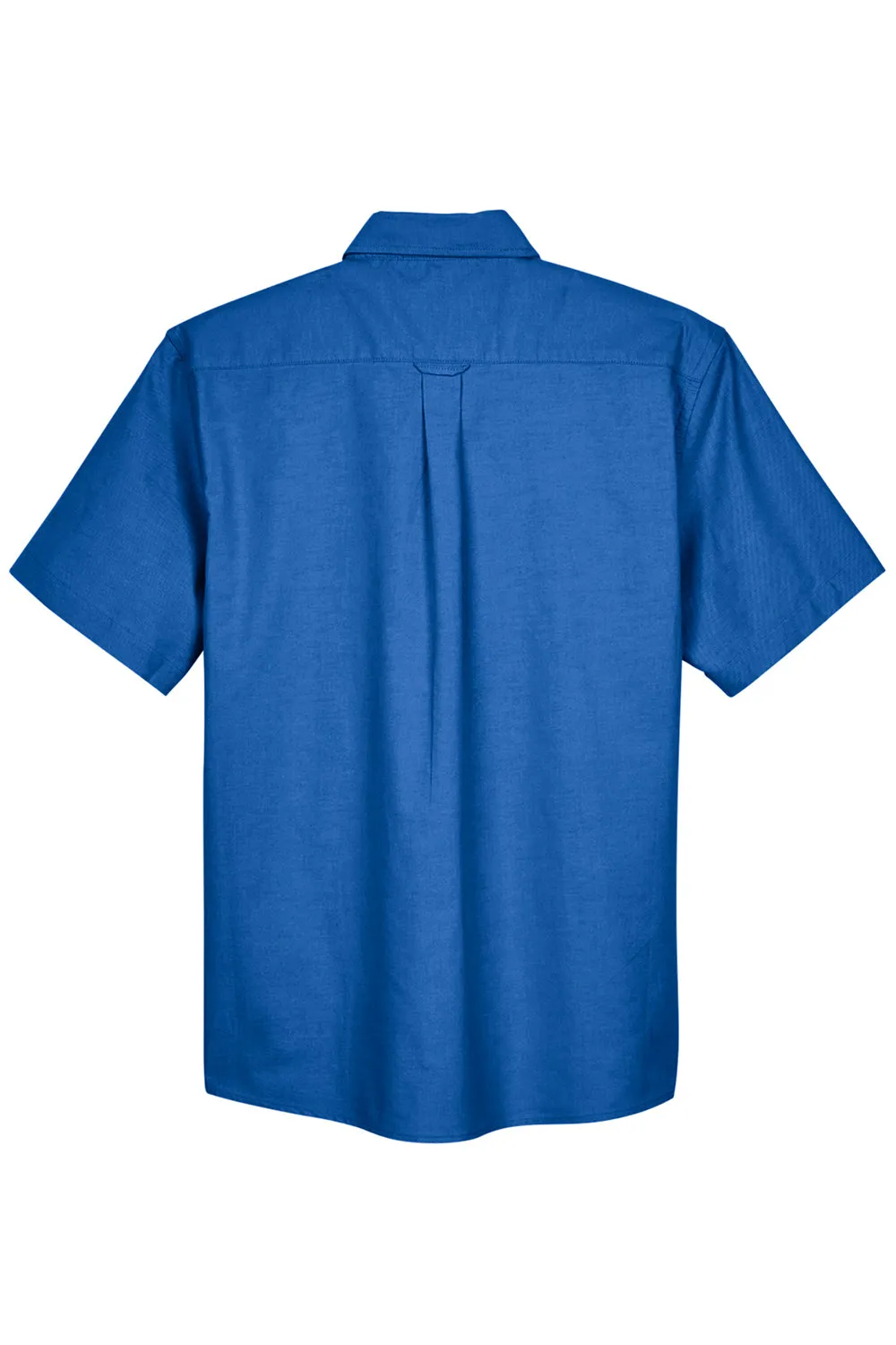 Harriton Mens Oxford Wrinkle Resistant Short Sleeve Button Down Shirt w/ Pocket - French Blue