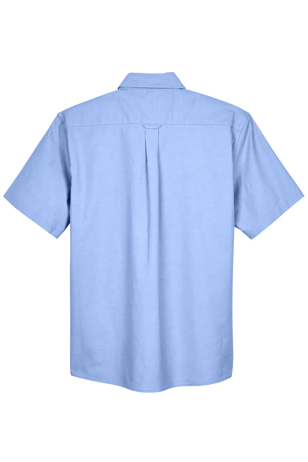 Harriton Mens Oxford Wrinkle Resistant Short Sleeve Button Down Shirt w/ Pocket - Light Blue - Closeout