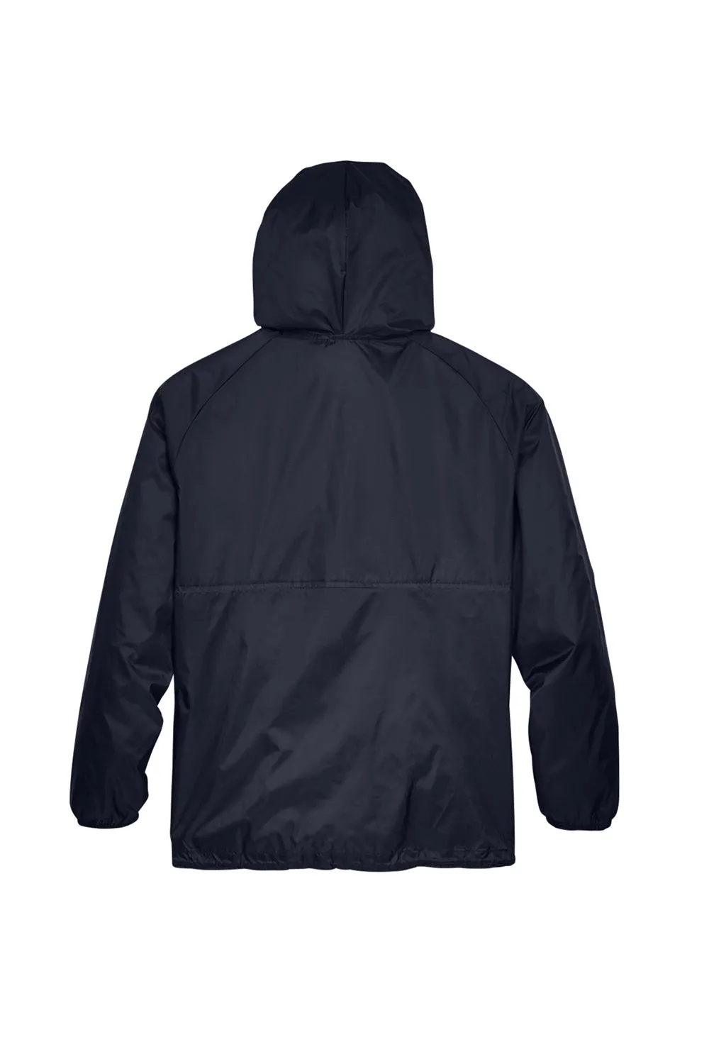 Harriton Mens Packable Wind & Water Resistant 1/4 Zip Hooded Jacket - Navy Blue