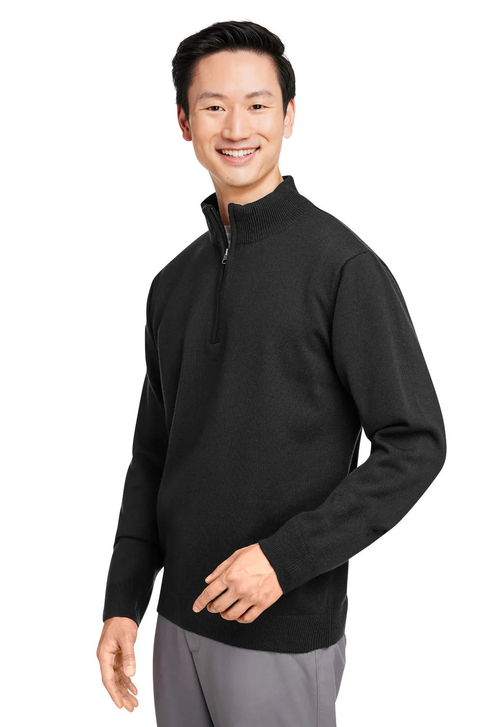 Harriton Mens Pilbloc Pill Resistant 1/4 Zip Sweatshirt - Black