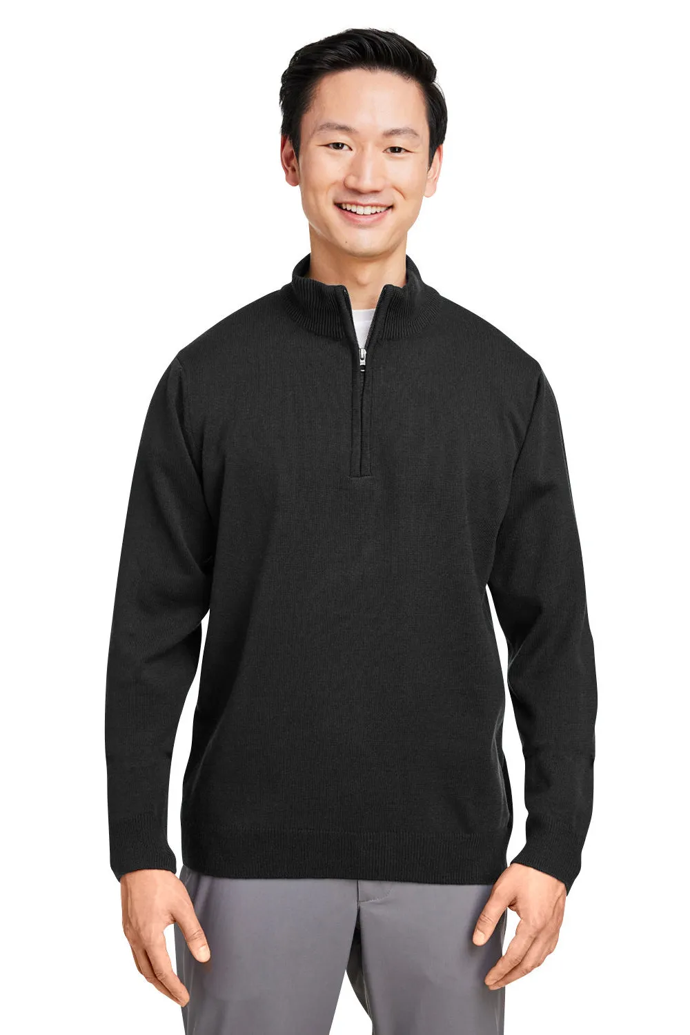 Harriton Mens Pilbloc Pill Resistant 1/4 Zip Sweatshirt - Black