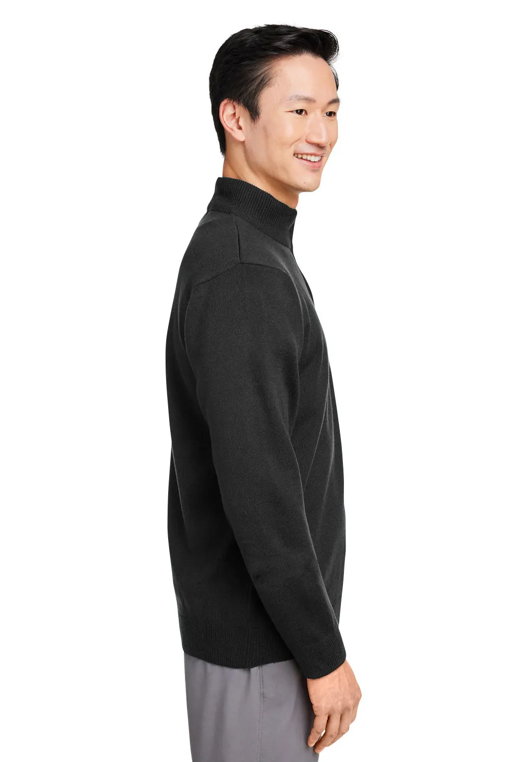 Harriton Mens Pilbloc Pill Resistant 1/4 Zip Sweatshirt - Black
