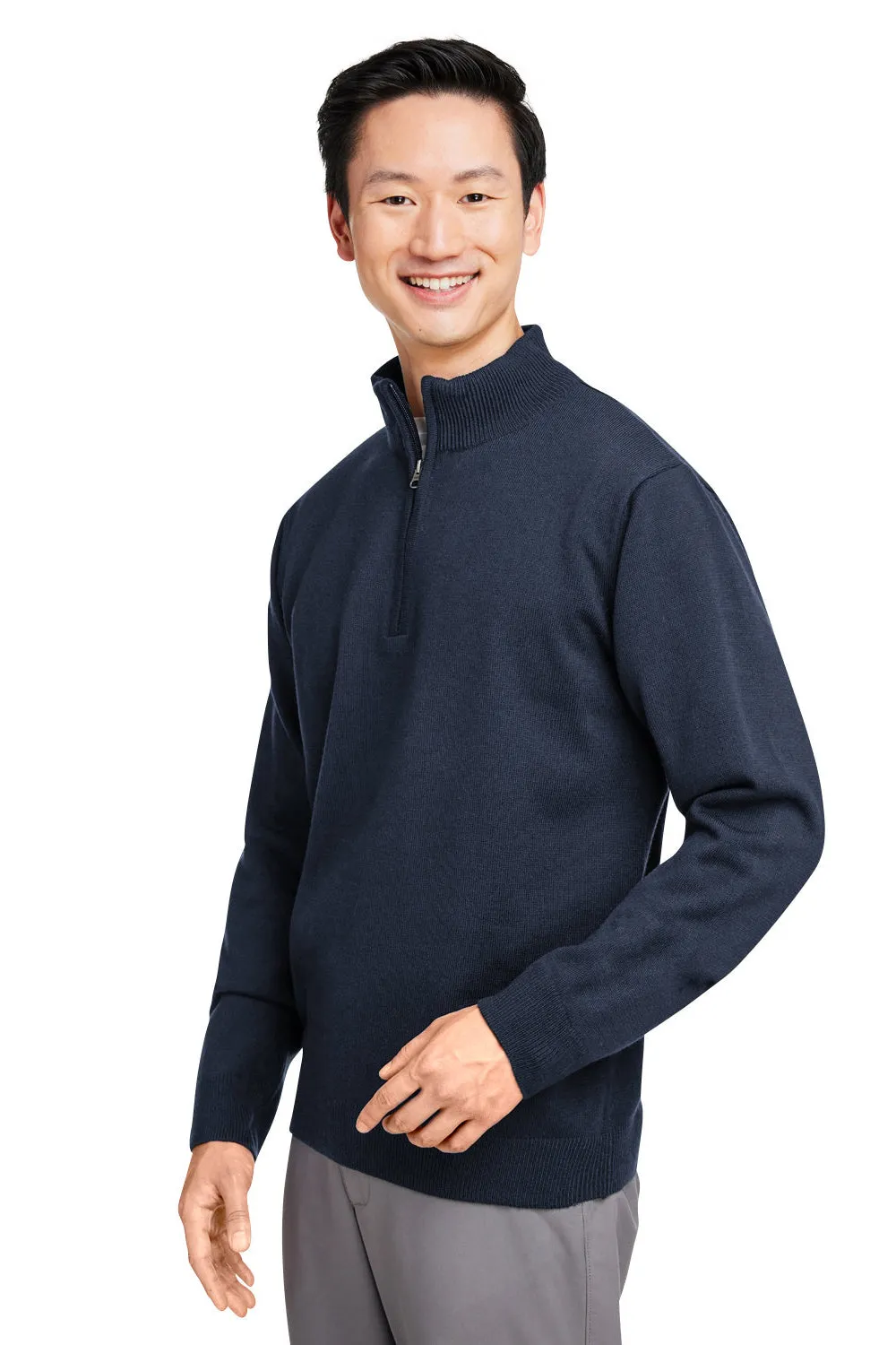 Harriton Mens Pilbloc Pill Resistant 1/4 Zip Sweatshirt - Dark Navy Blue