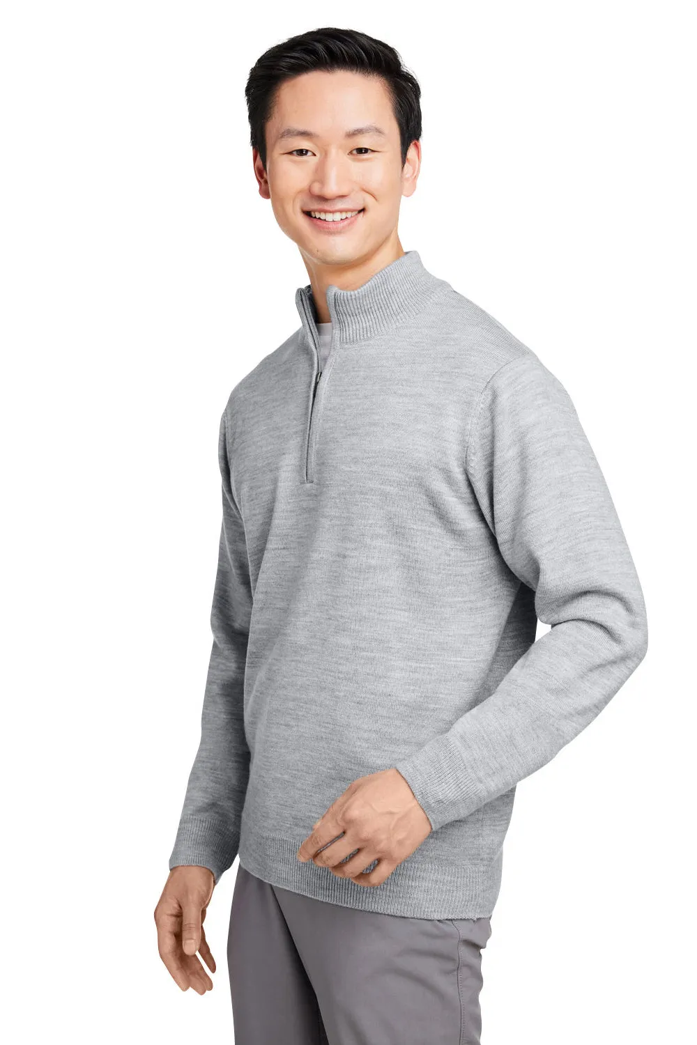 Harriton Mens Pilbloc Pill Resistant 1/4 Zip Sweatshirt - Heather Grey