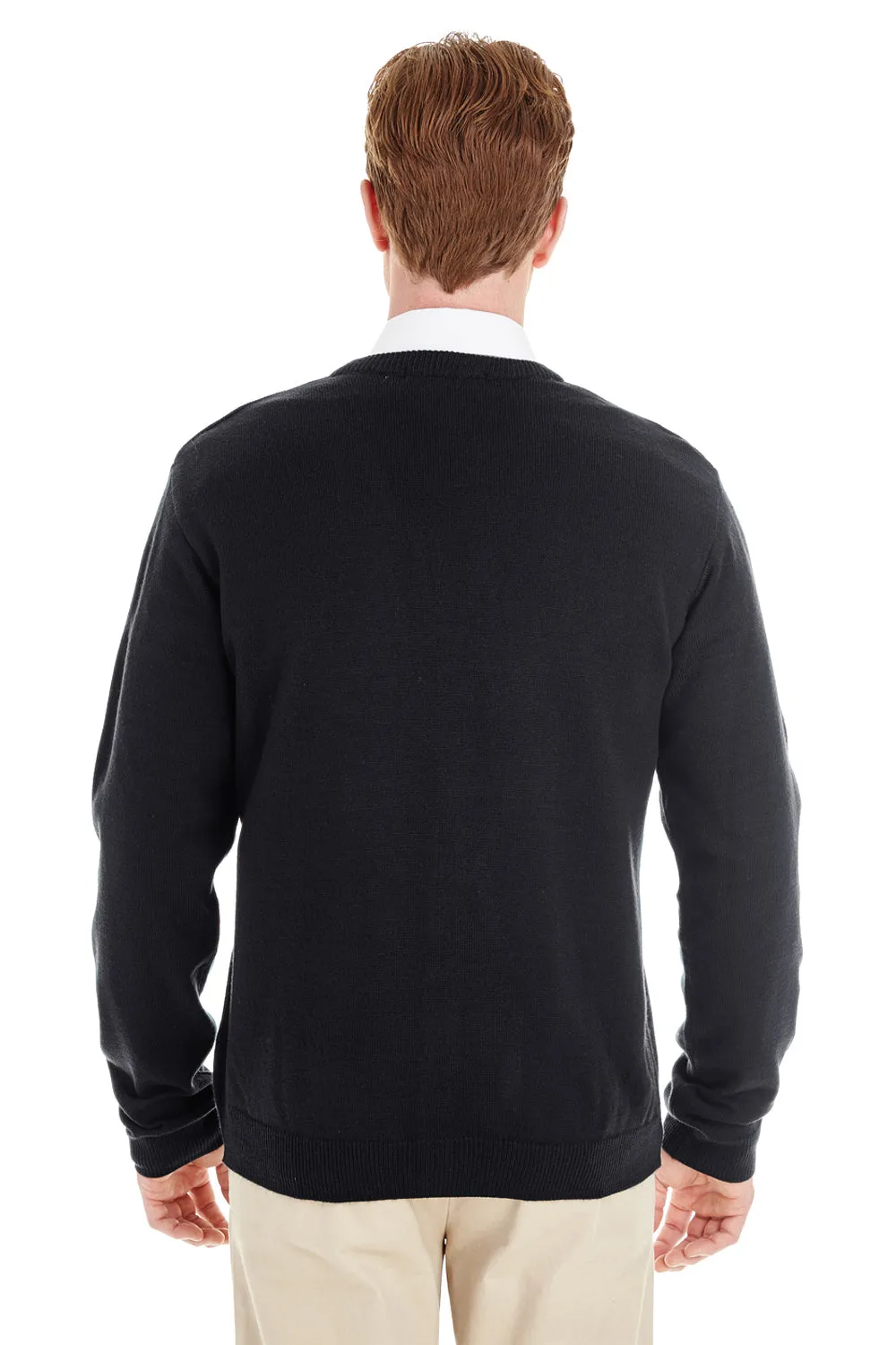 Harriton Mens Pilbloc Pill Resistant Button Down Long Sleeve Cardigan Sweater - Black