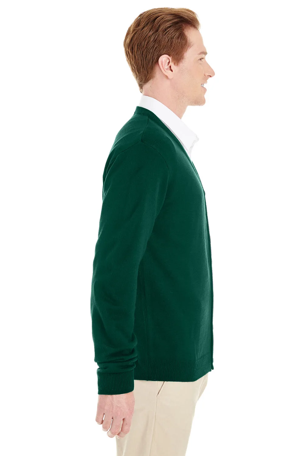 Harriton Mens Pilbloc Pill Resistant Button Down Long Sleeve Cardigan Sweater - Hunter Green