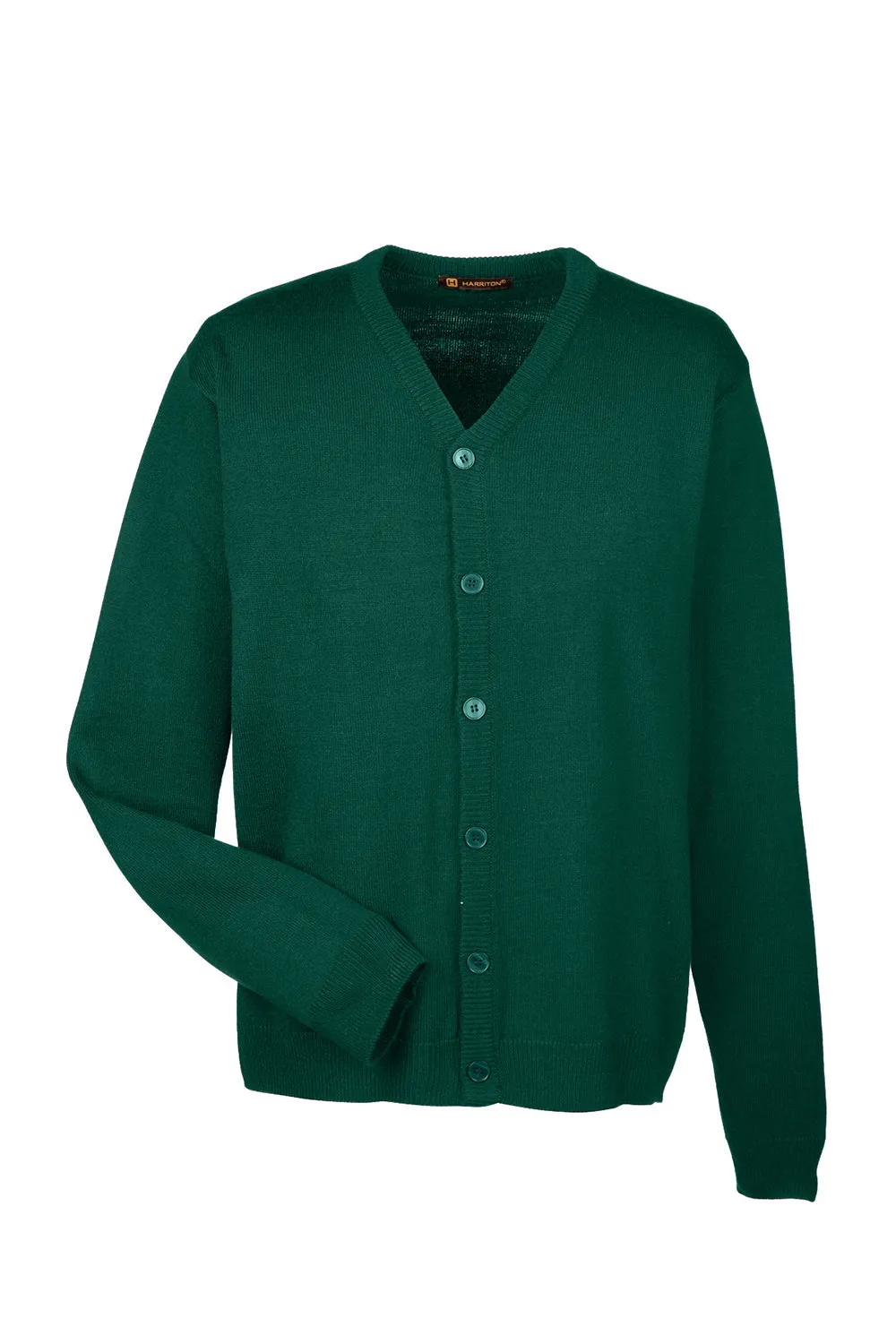 Harriton Mens Pilbloc Pill Resistant Button Down Long Sleeve Cardigan Sweater - Hunter Green
