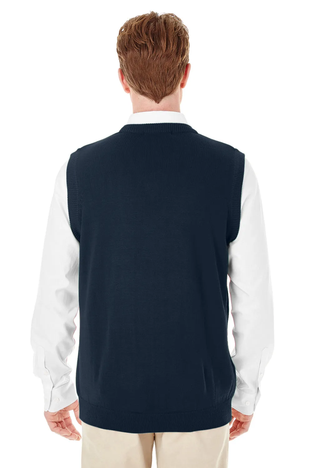 Harriton Mens Pilbloc Pill Resistant V-Neck Sweater Vest - Dark Navy Blue