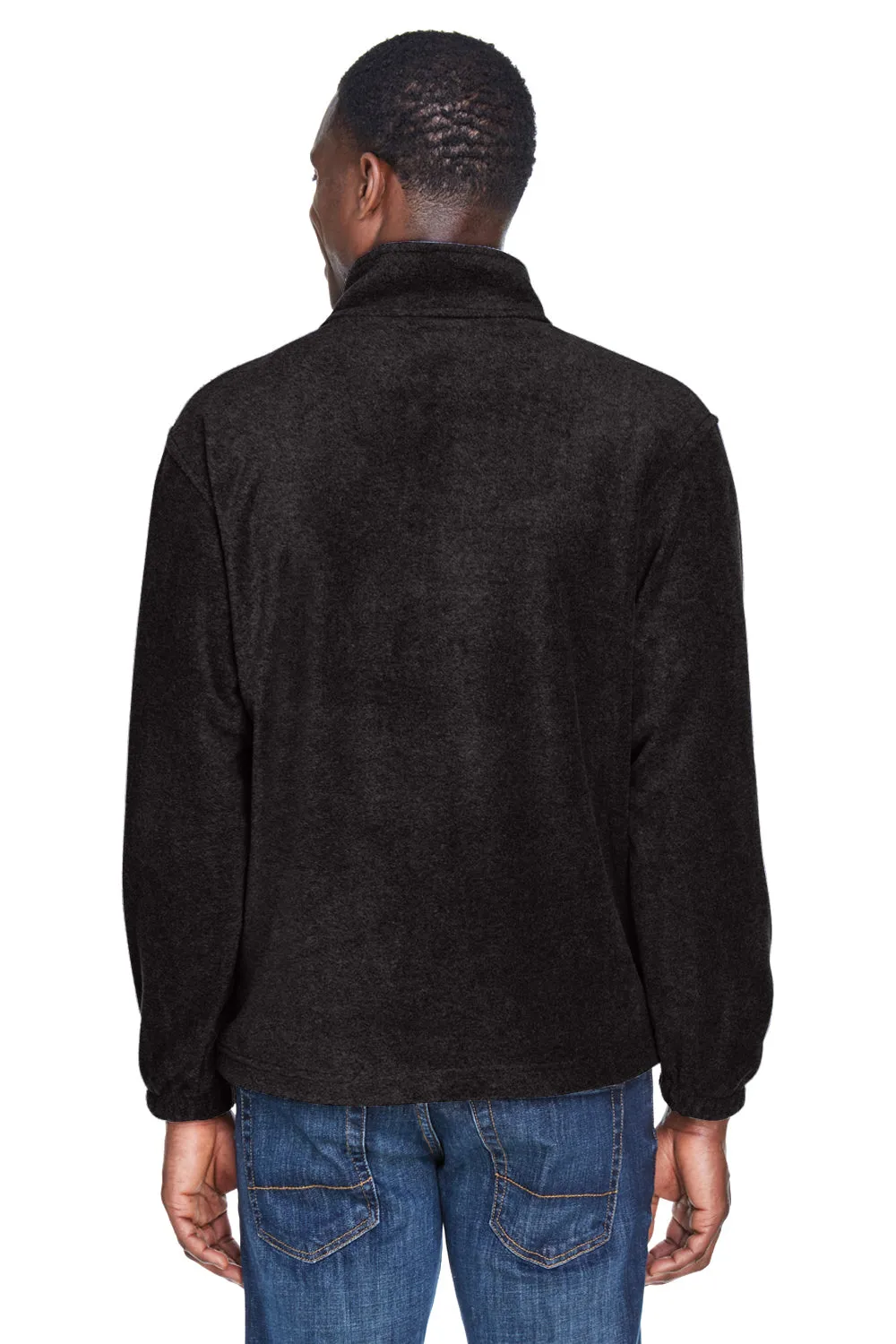 Harriton Mens Pill Resistant Fleece 1/4 Zip Sweatshirt w/ Pockets - Black