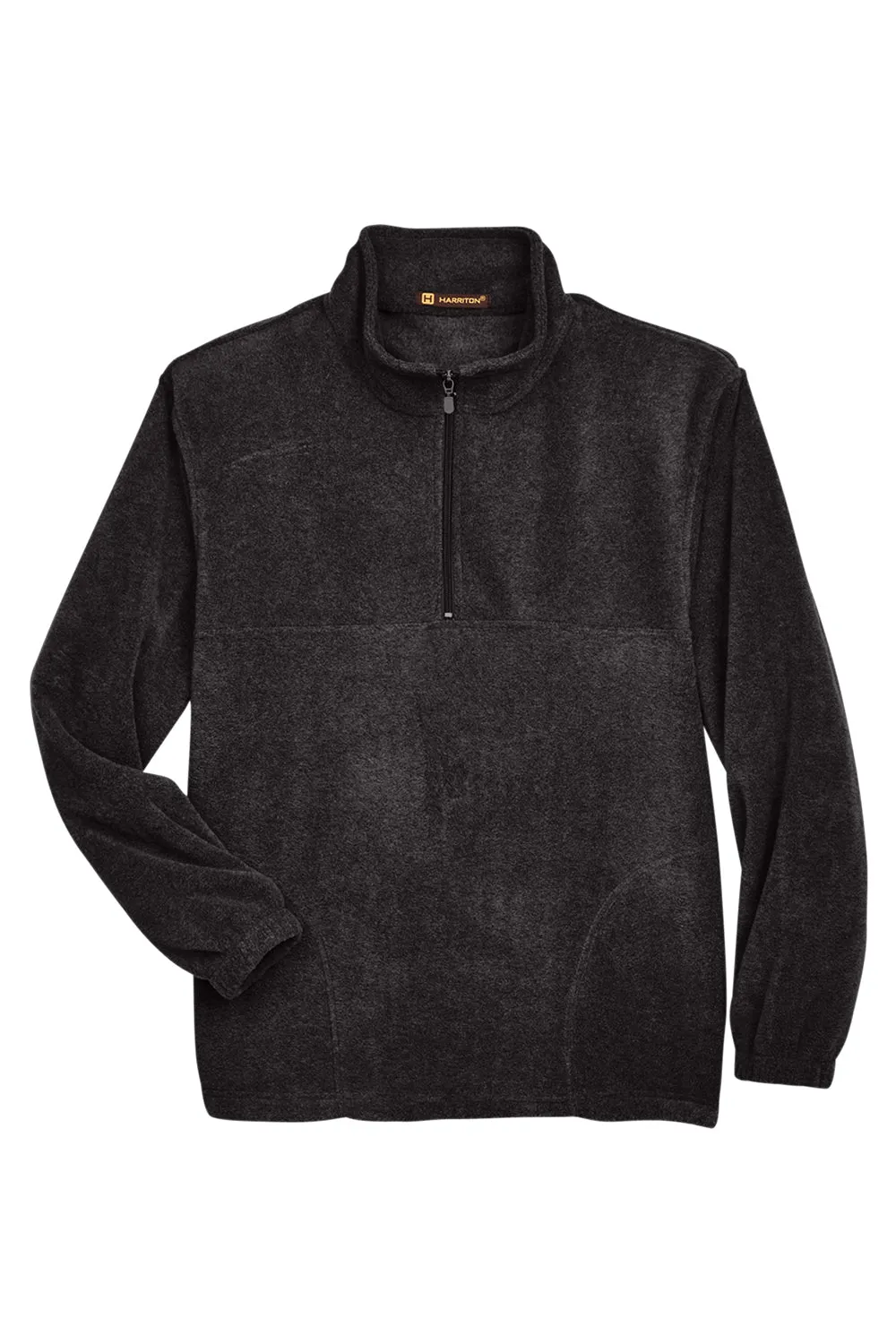 Harriton Mens Pill Resistant Fleece 1/4 Zip Sweatshirt w/ Pockets - Black