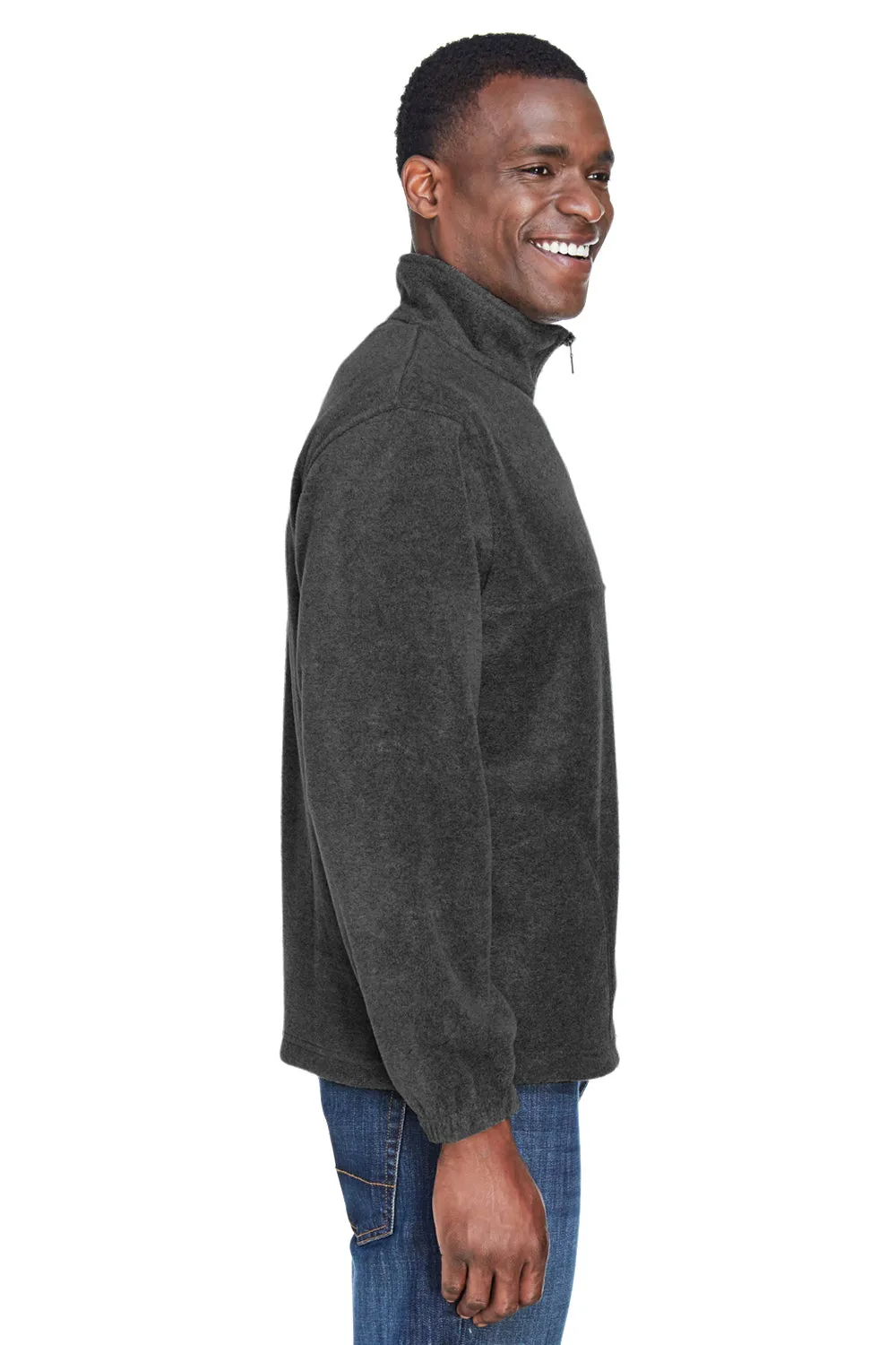 Harriton Mens Pill Resistant Fleece 1/4 Zip Sweatshirt w/ Pockets - Charcoal Grey