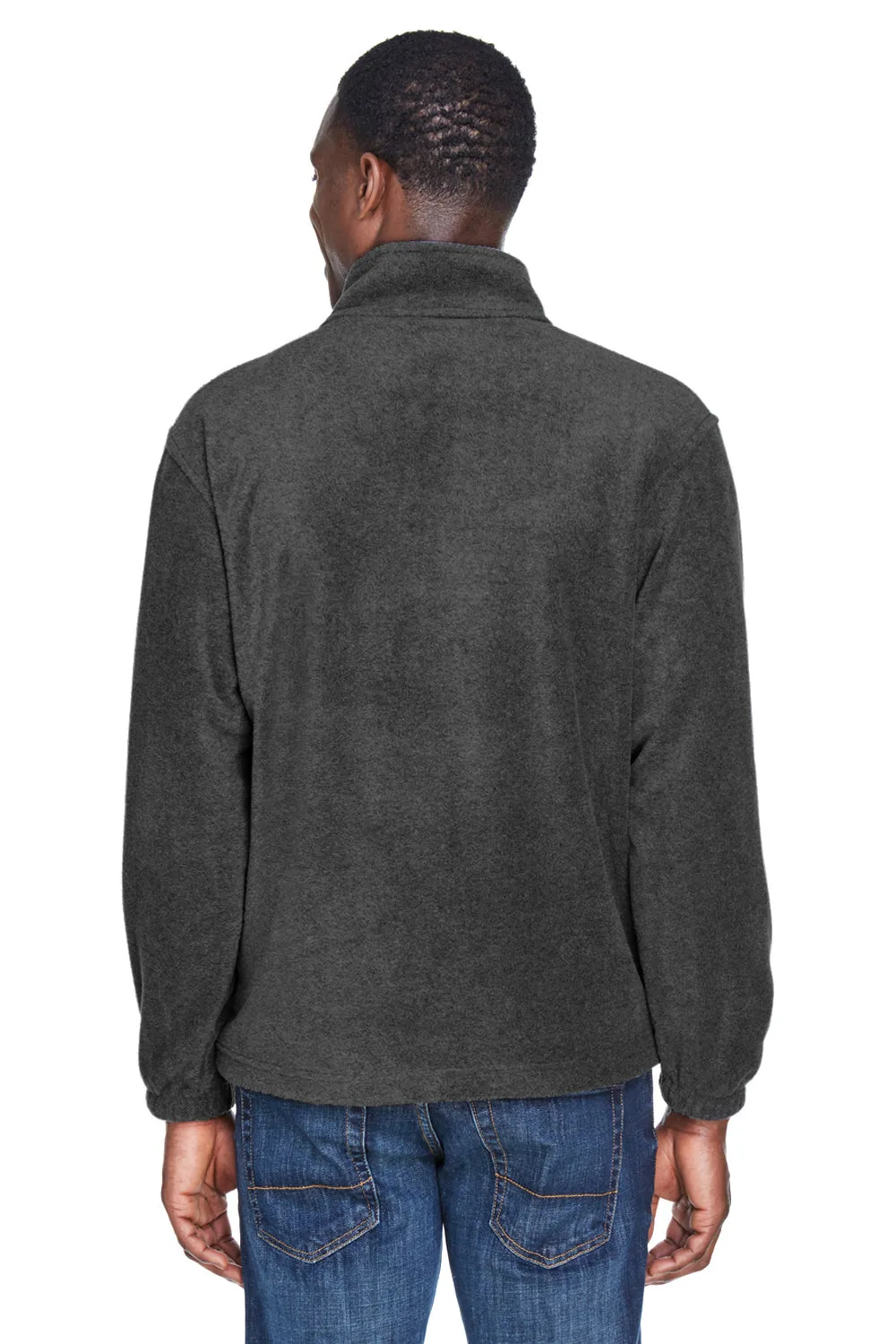 Harriton Mens Pill Resistant Fleece 1/4 Zip Sweatshirt w/ Pockets - Charcoal Grey
