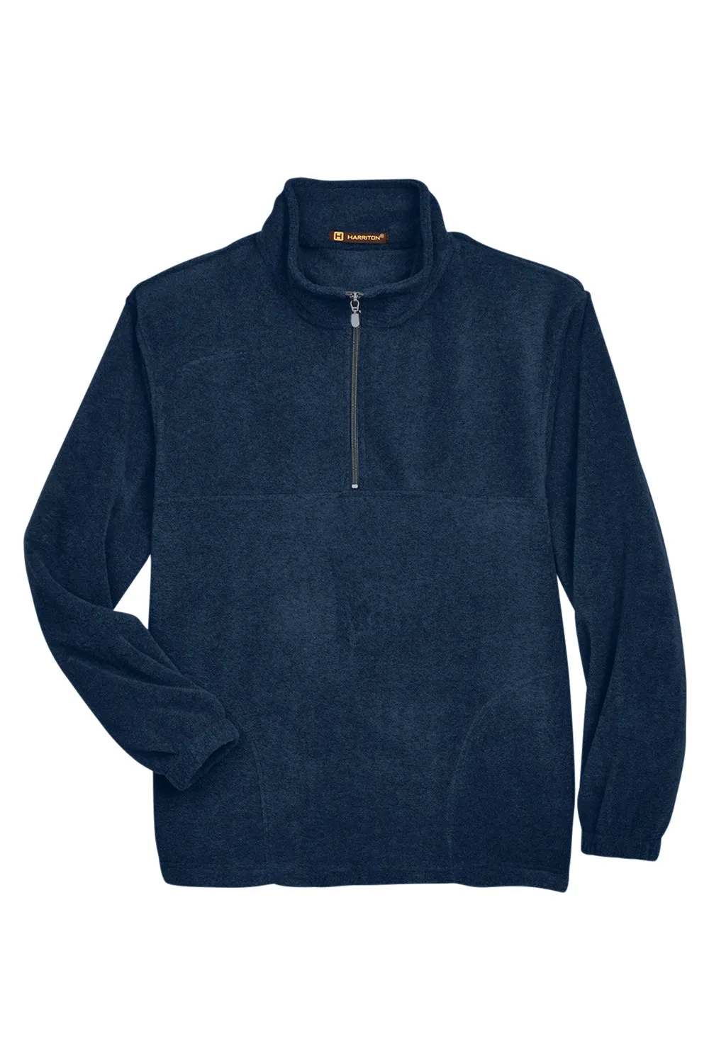 Harriton Mens Pill Resistant Fleece 1/4 Zip Sweatshirt w/ Pockets - Navy Blue