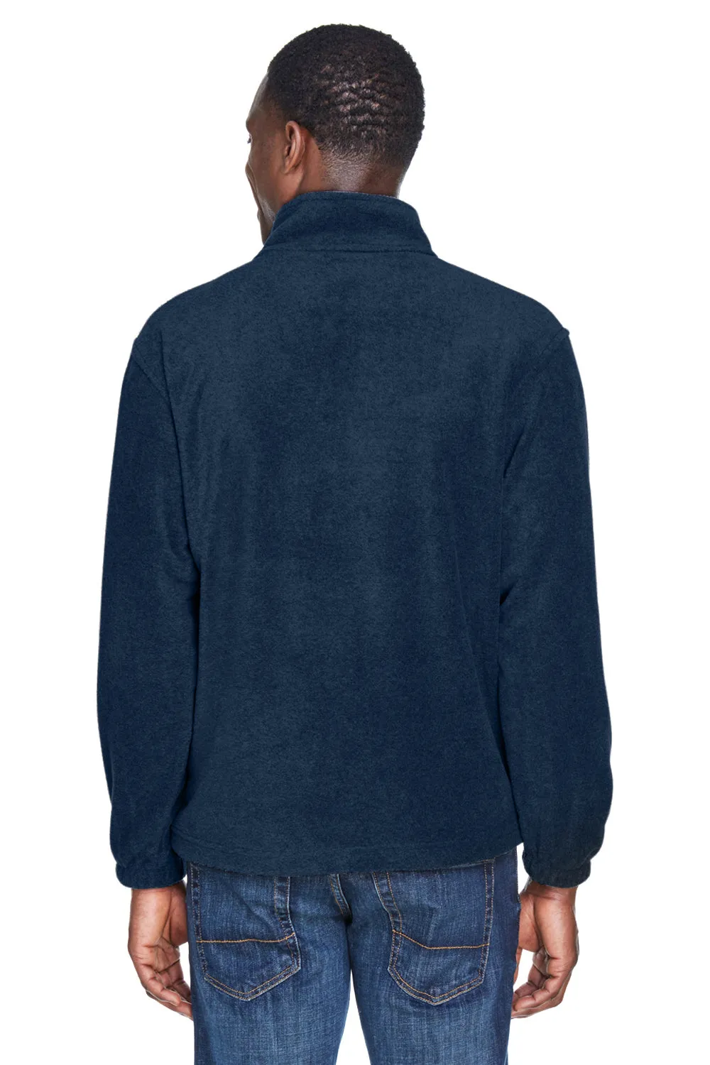 Harriton Mens Pill Resistant Fleece 1/4 Zip Sweatshirt w/ Pockets - Navy Blue