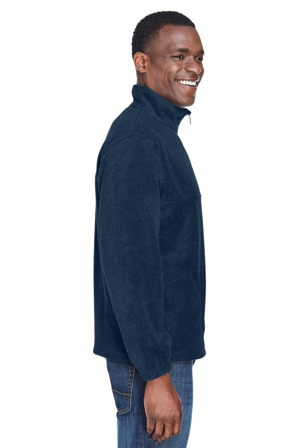 Harriton Mens Pill Resistant Fleece 1/4 Zip Sweatshirt w/ Pockets - Navy Blue