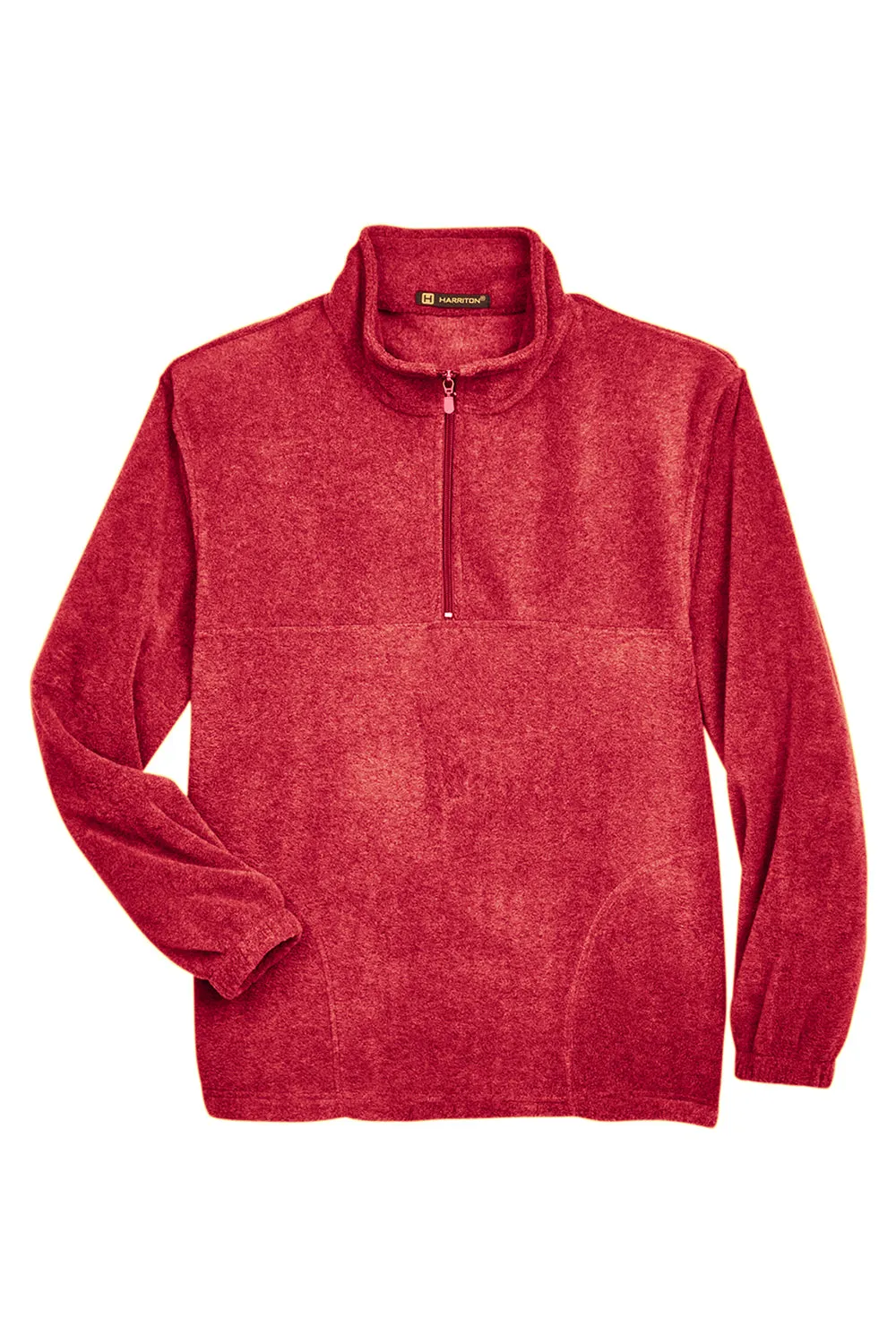 Harriton Mens Pill Resistant Fleece 1/4 Zip Sweatshirt w/ Pockets - Red