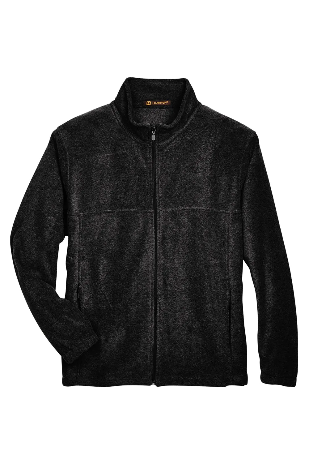 Harriton Mens Pill Resistant Fleece Full Zip Jacket - Black