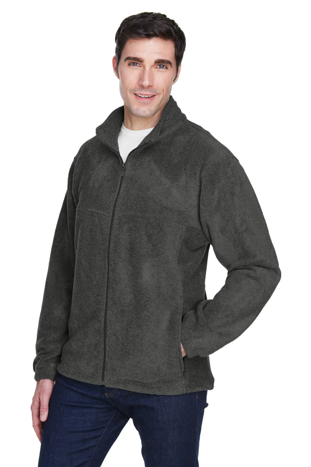 Harriton Mens Pill Resistant Fleece Full Zip Jacket - Charcoal Grey